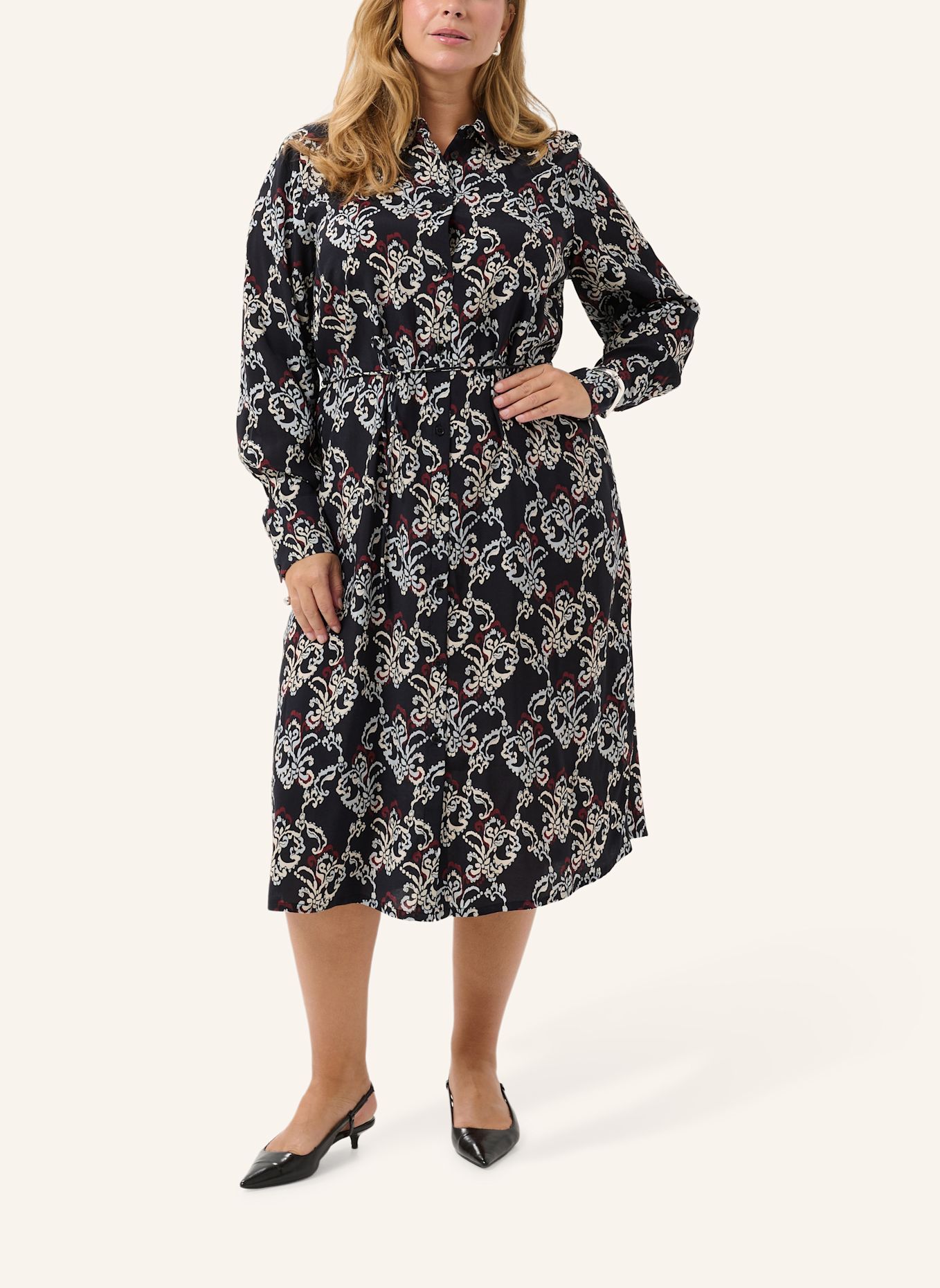 KAFFE curve Hemdblusenkleid KCHIPE: SCHWARZ