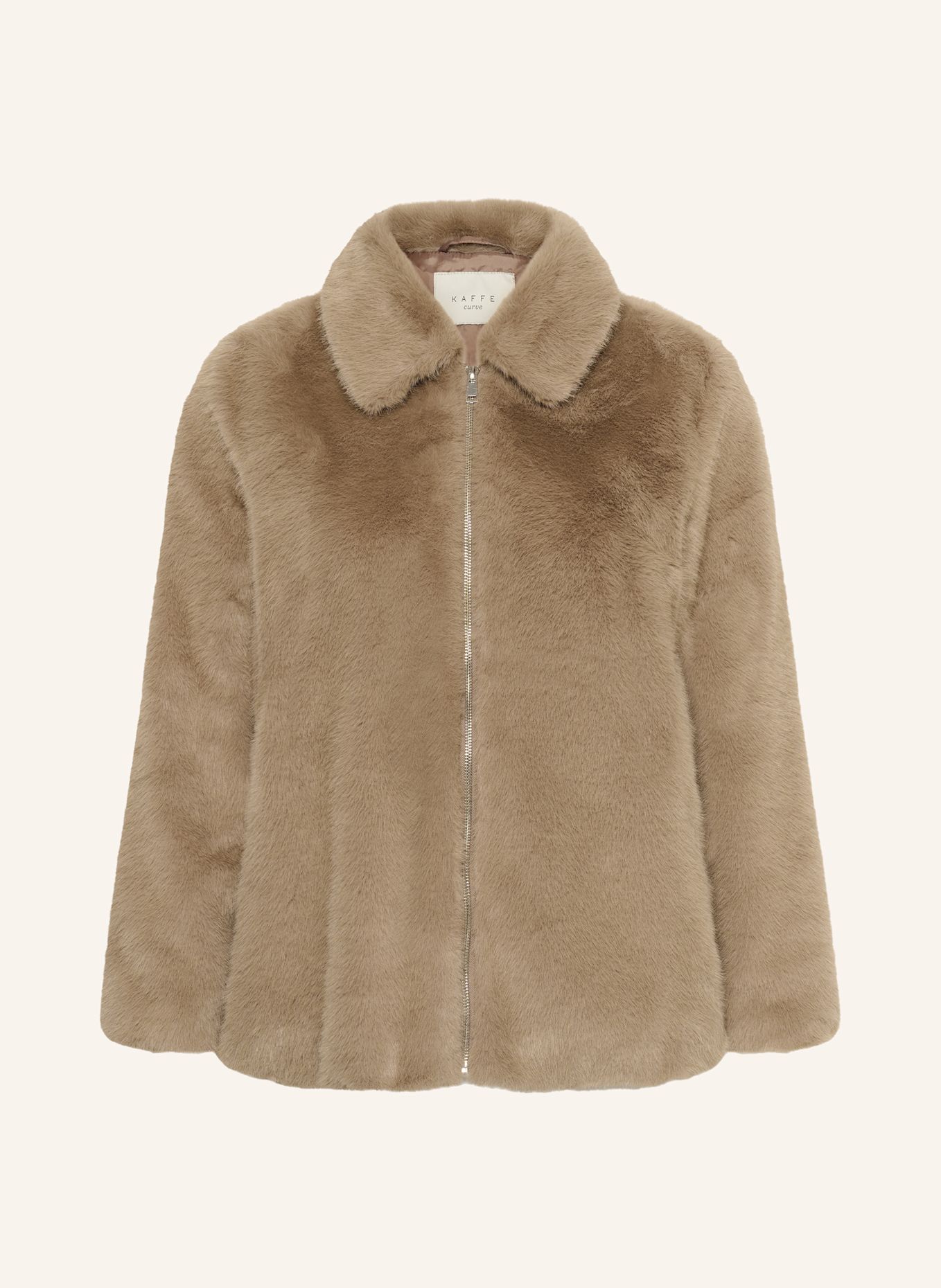 KAFFE curve Kunstfell-Jacke KCANNISON: GRAU