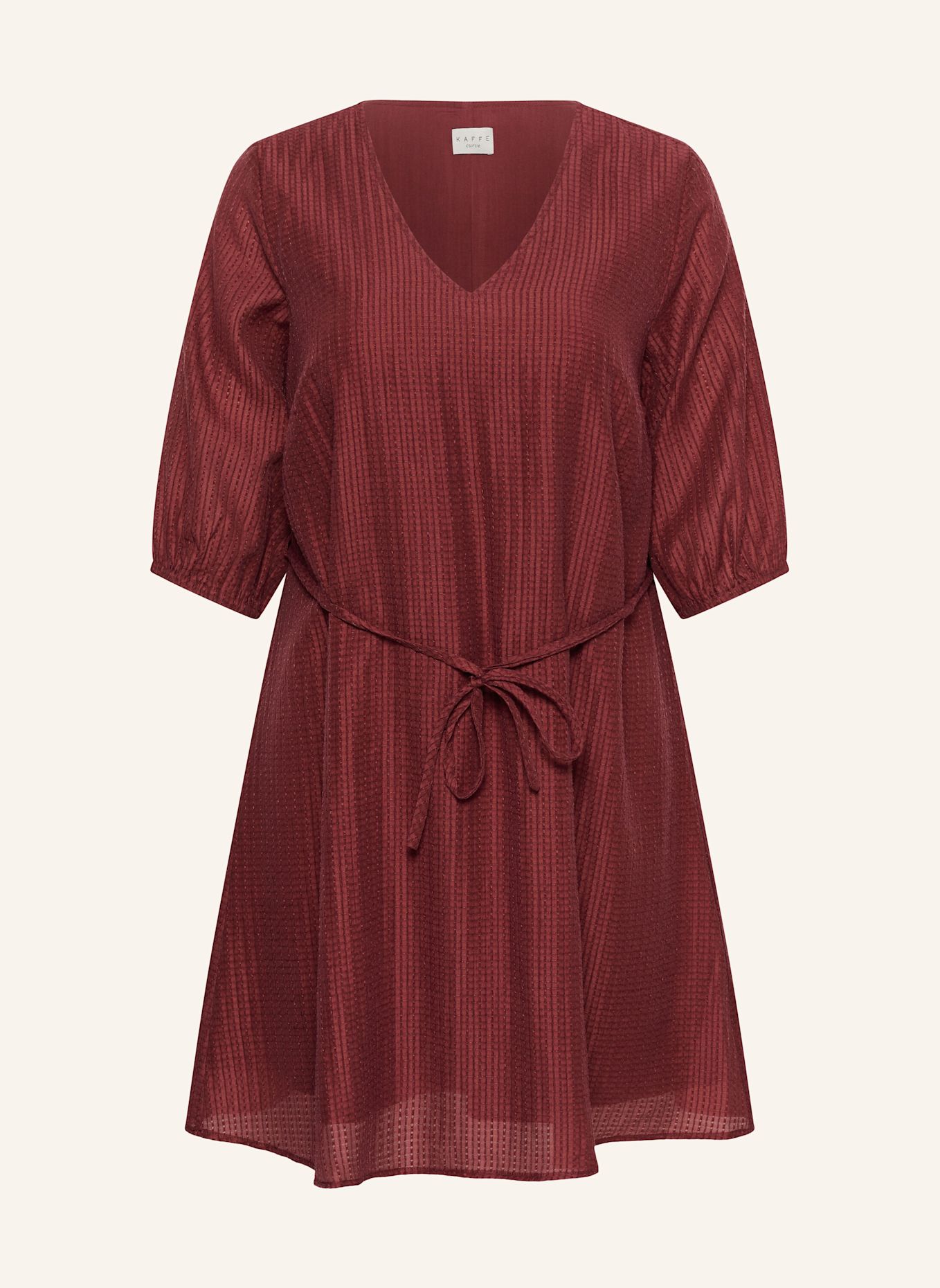 KAFFE curve Midikleid KCRIE mit 3/4-Arm: DUNKELROT