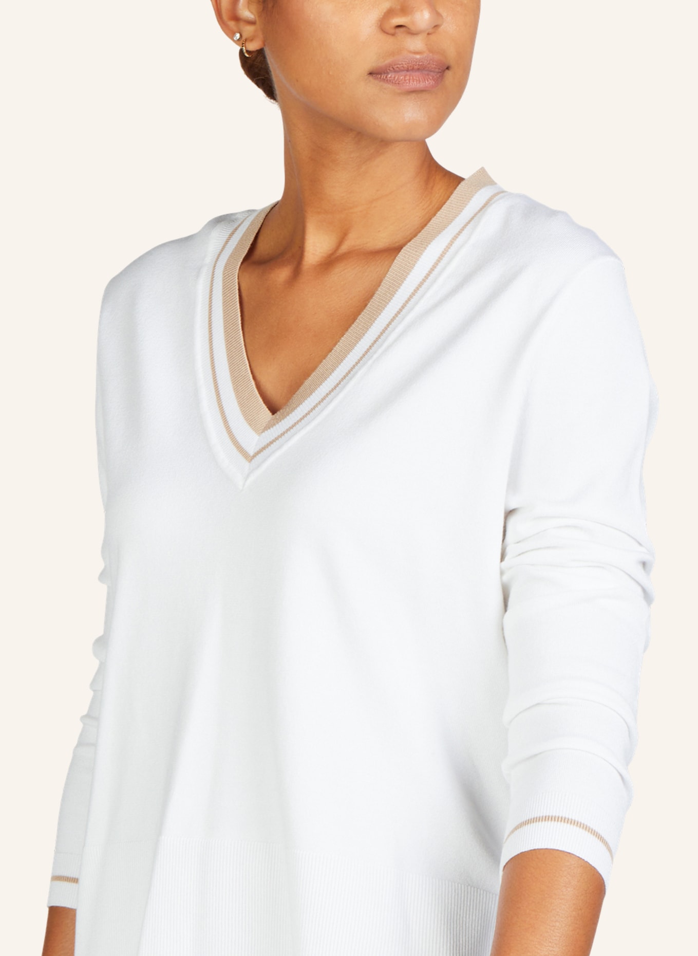 MARC AUREL V-Ausschnitt-Pullover, Farbe: WEISS (Bild 3)