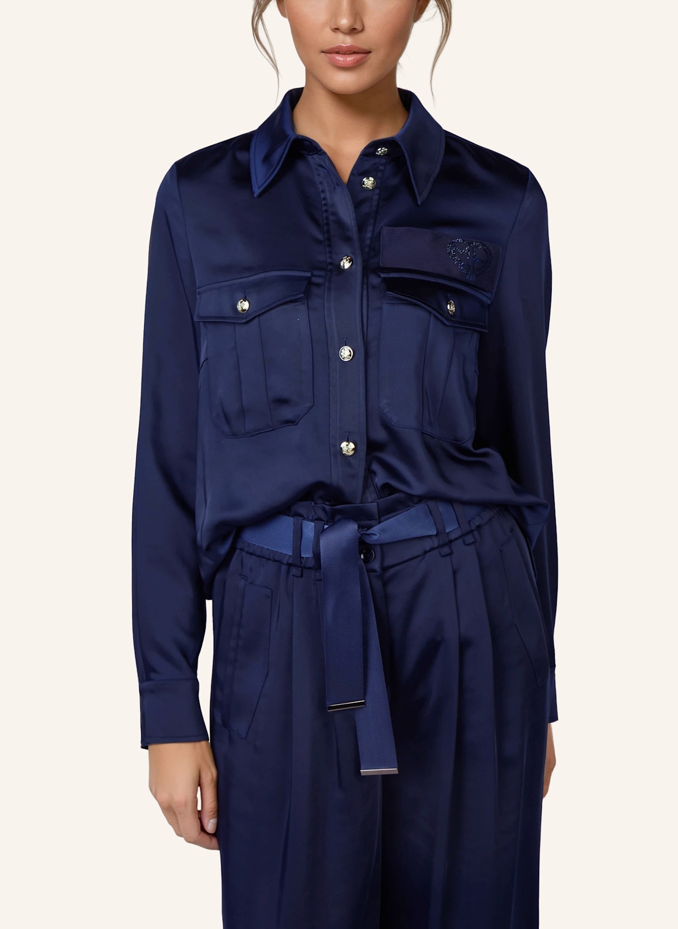 MARC AUREL Satin-Top: DUNKELBLAU