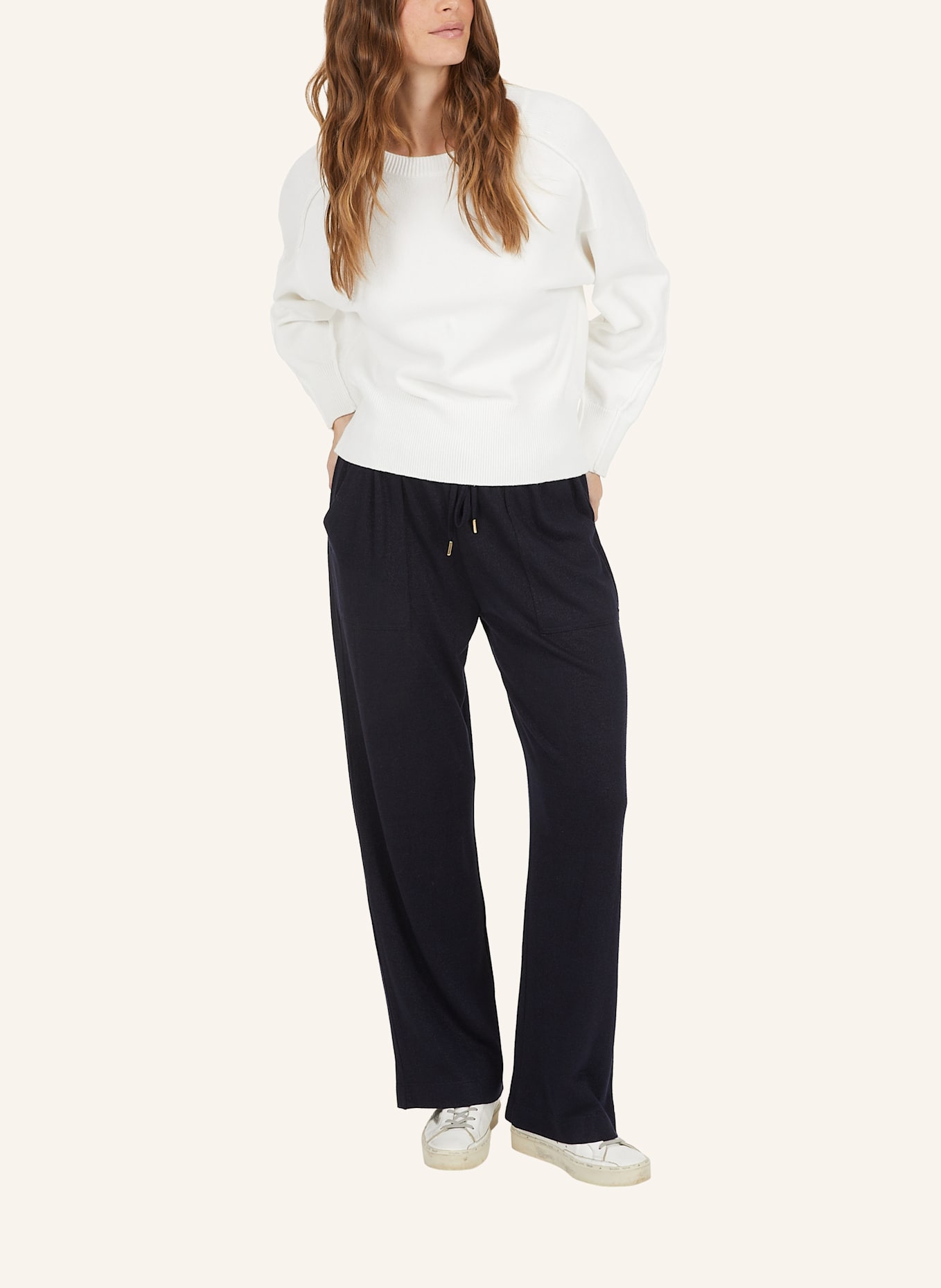 MARC AUREL Pullover mit Schmucksteinen: WEISS