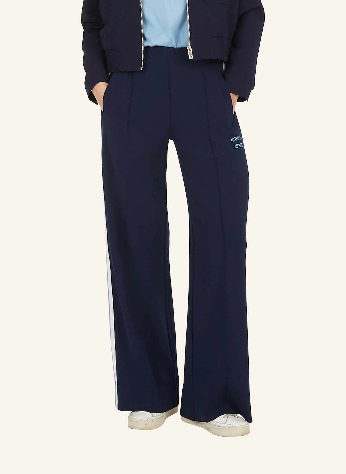 MARC AUREL Marlenehose mit Galonstreifen: DUNKELBLAU