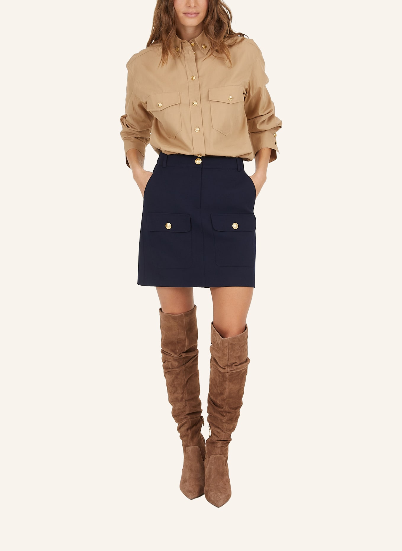 MARC AUREL Baumwollhemd: BEIGE