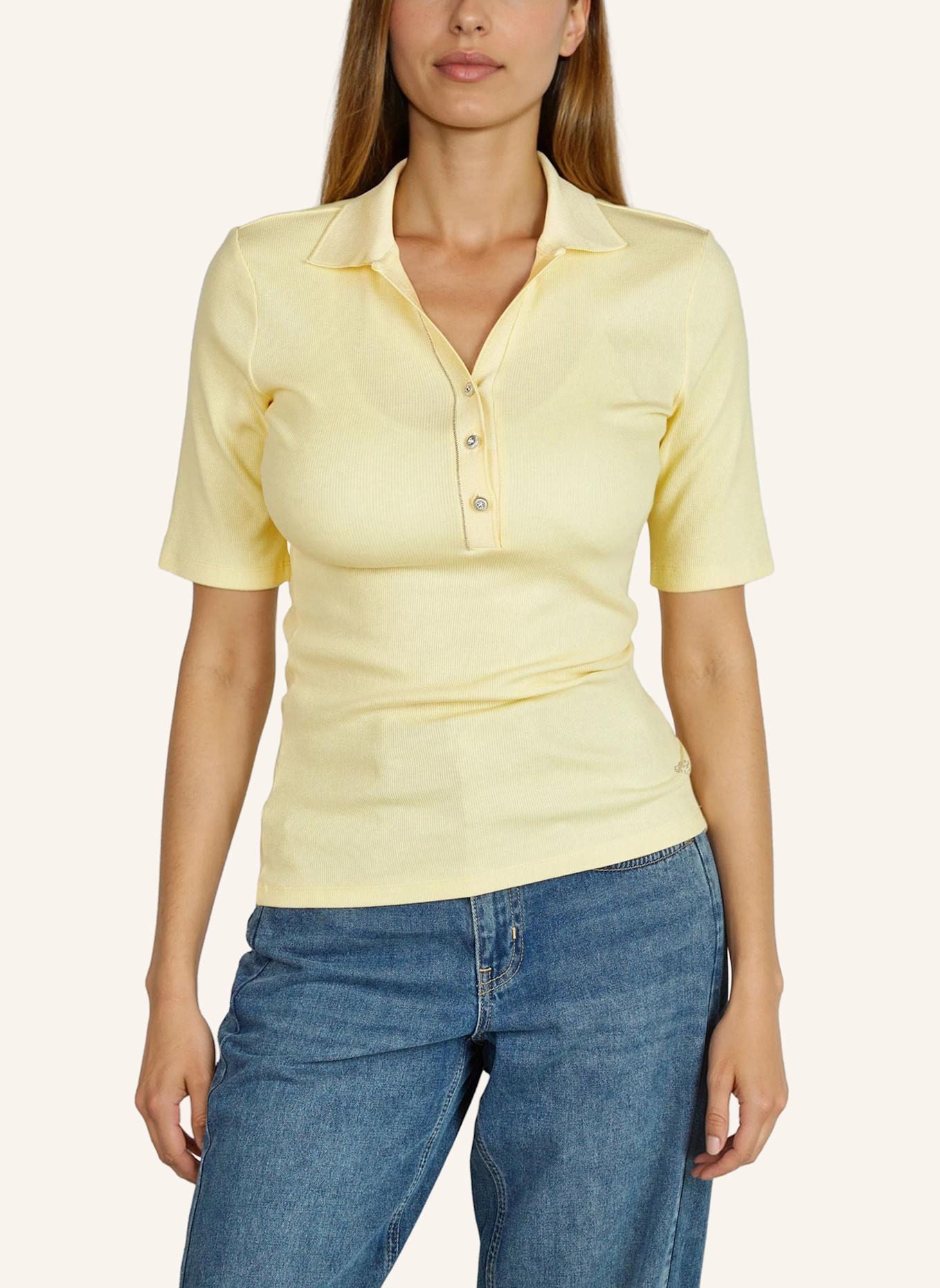 MARC AUREL Jersey-Poloshirt mit Schmucksteinen: GELB