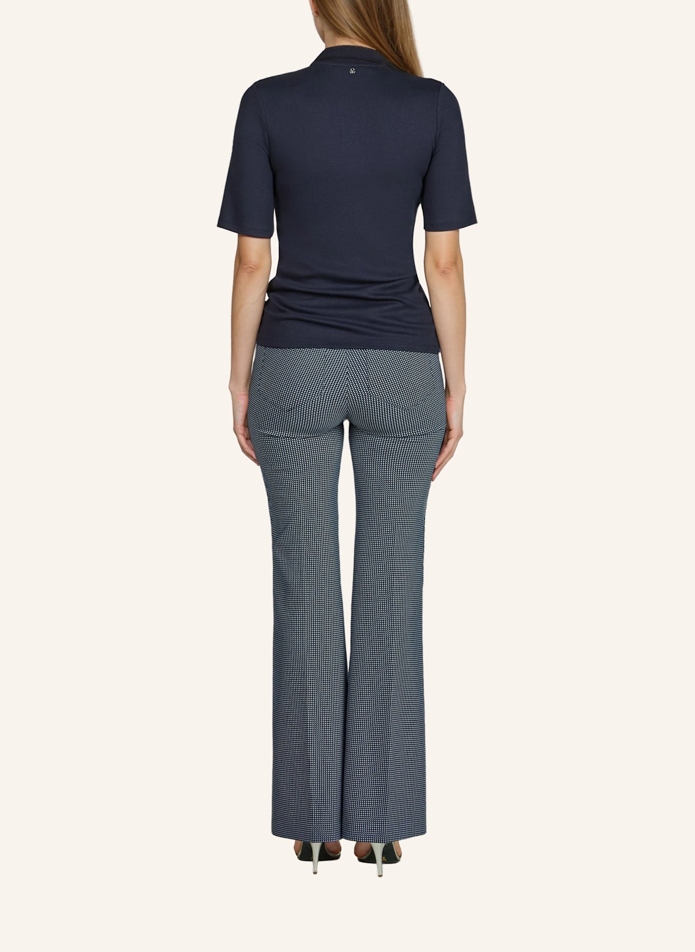 MARC AUREL Jersey-Poloshirt mit Schmucksteinen: DUNKELBLAU