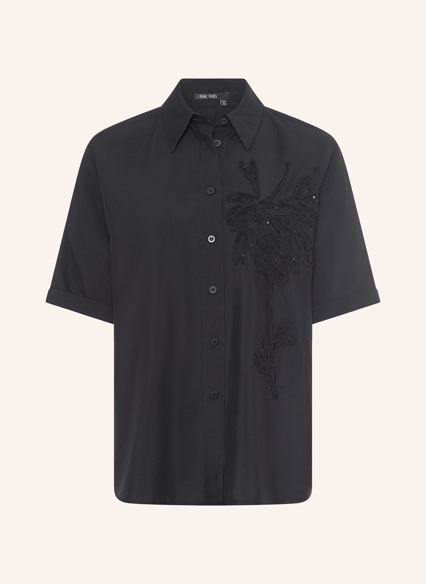 MARC AUREL Kurzarmbluse: SCHWARZ
