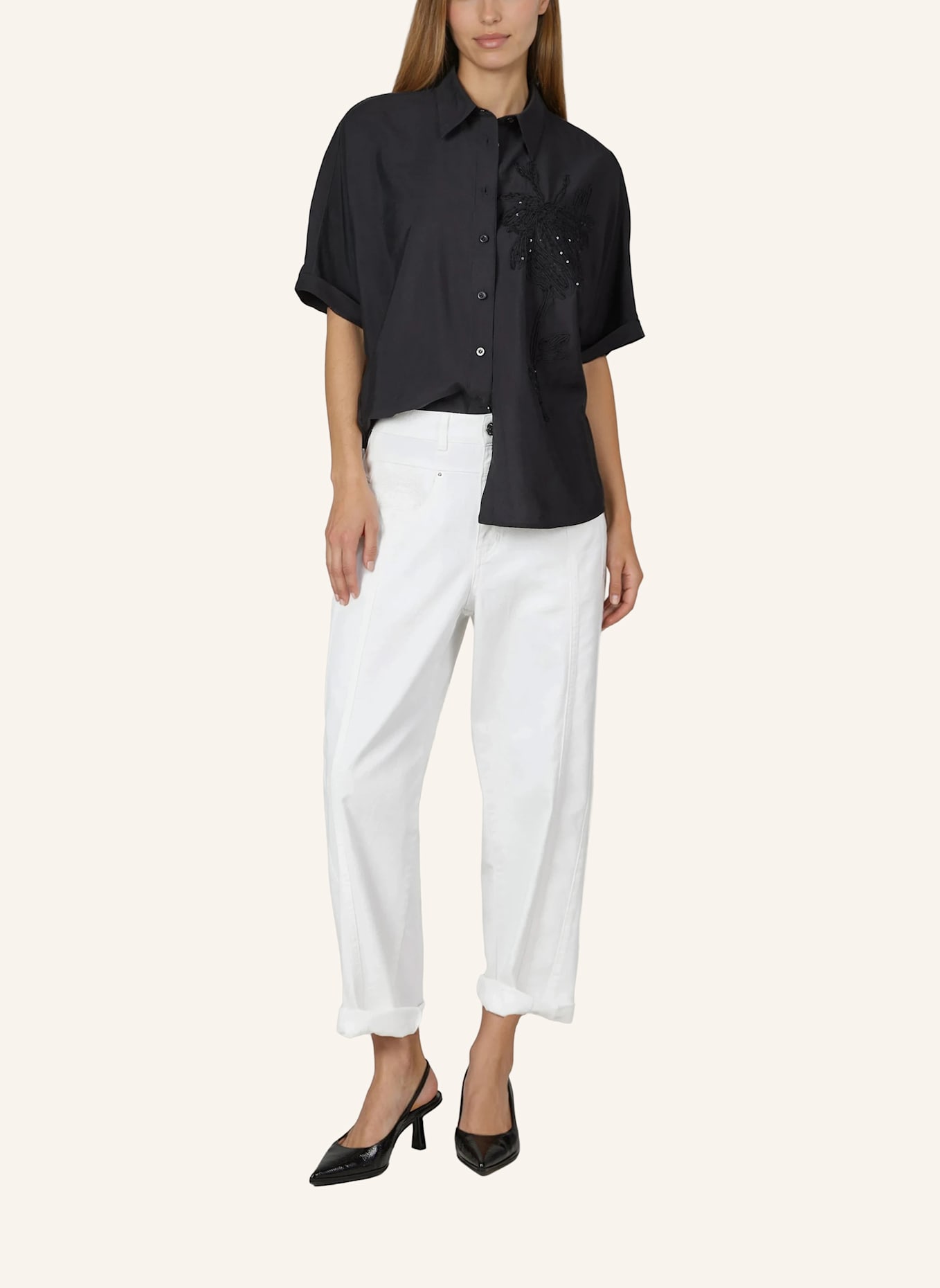 MARC AUREL Kurzarmbluse: SCHWARZ