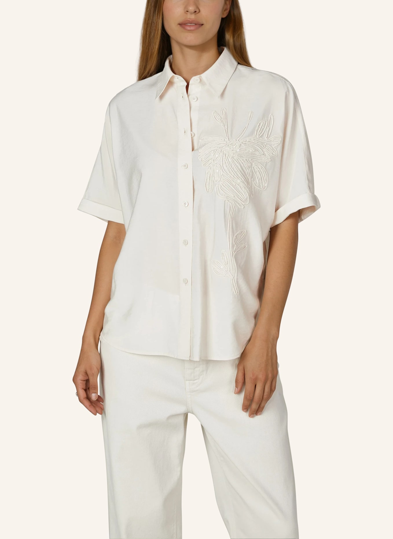 MARC AUREL Kurzarmbluse: BEIGE