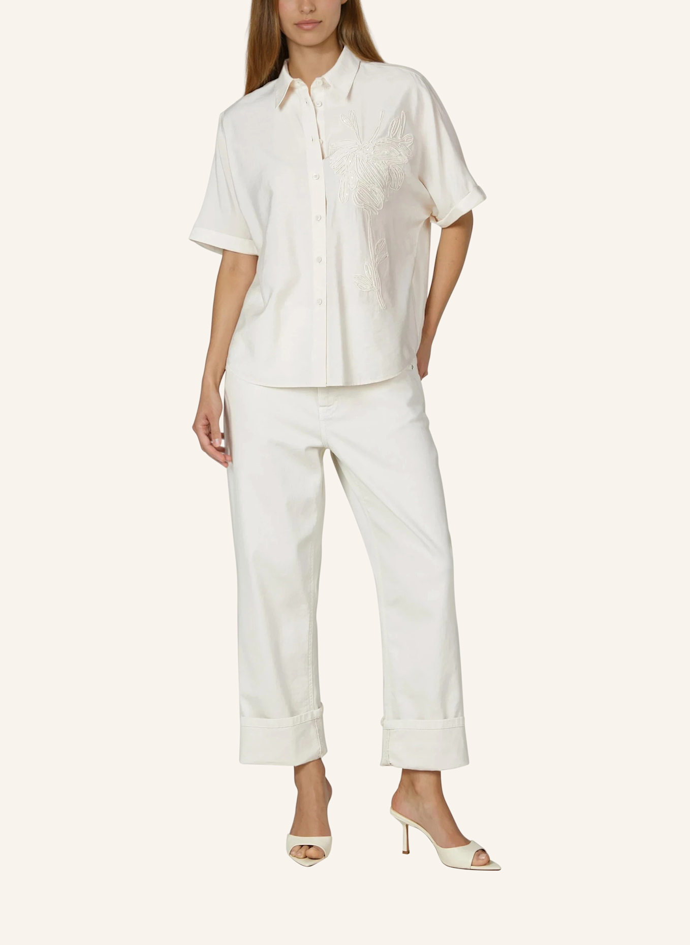 MARC AUREL Kurzarmbluse: BEIGE