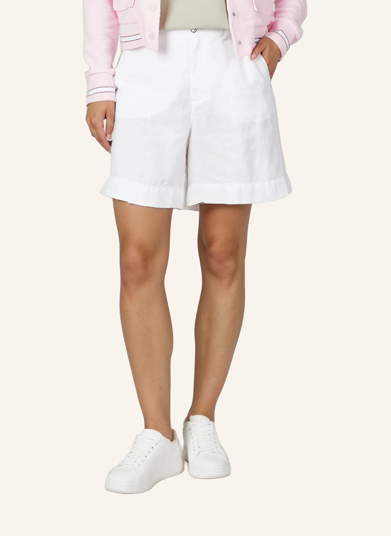 MARC AUREL Leinenshorts: WEISS