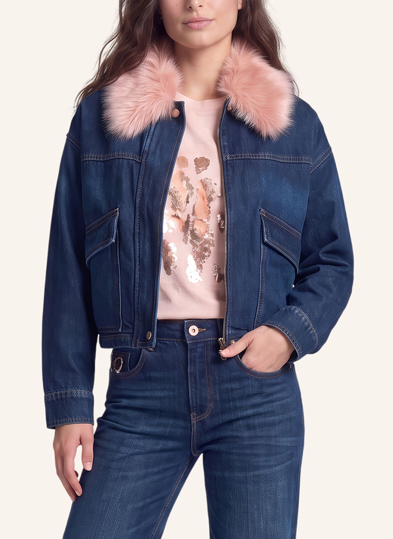 MARC AUREL Jeansjacke: DUNKELBLAU