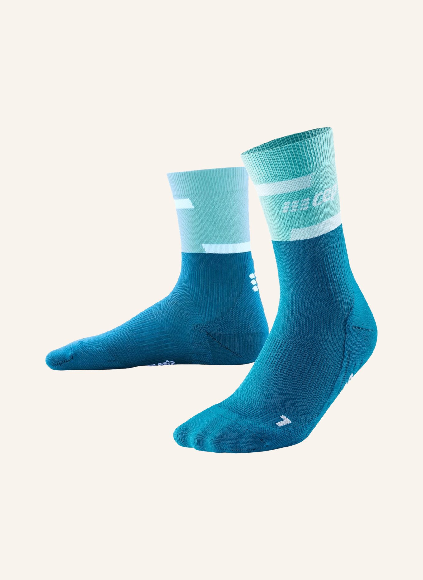 cep Laufsocken THE RUN MID CUT mit Kompression, Farbe: PETROL/ BLAU/ DUNKELROT (Bild 1)