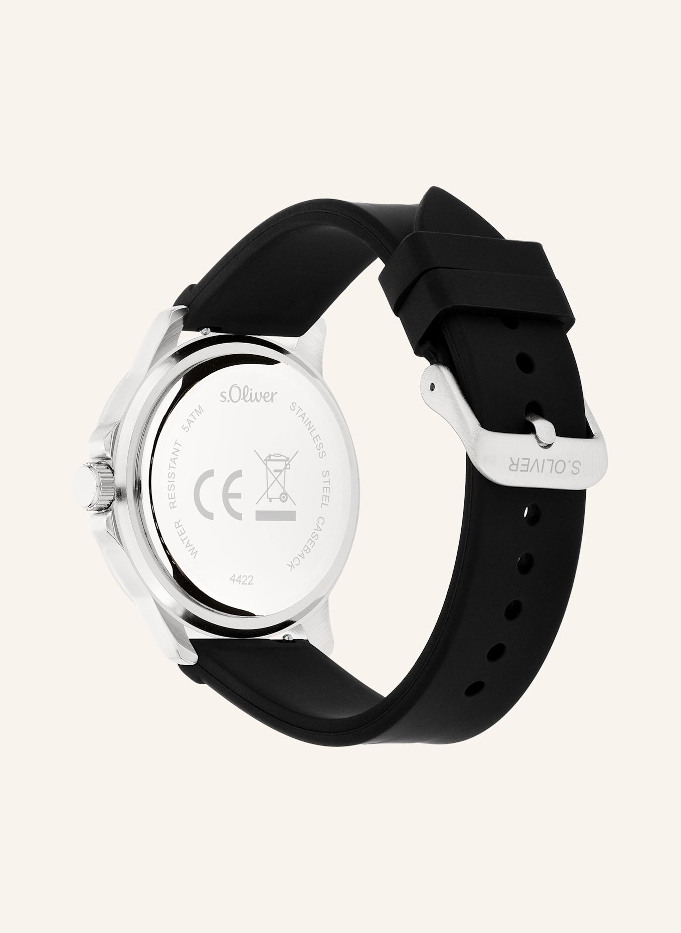 s.Oliver Armbanduhr  aus  Silikon: SCHWARZ