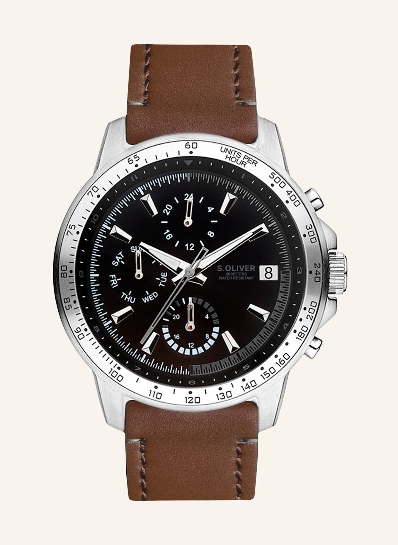 s.Oliver Armbanduhr  aus  Kunstleder: BRAUN