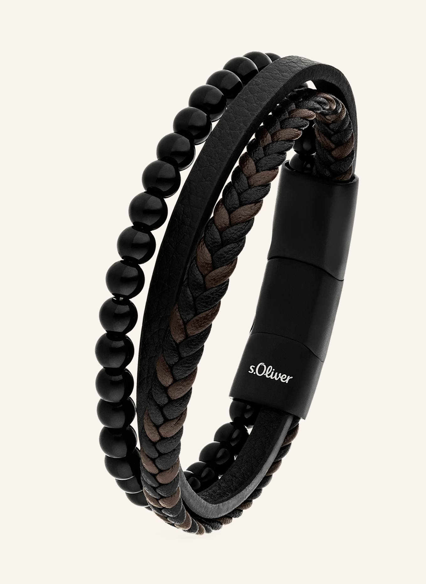s.Oliver Genuine leather bracelet: BLACK