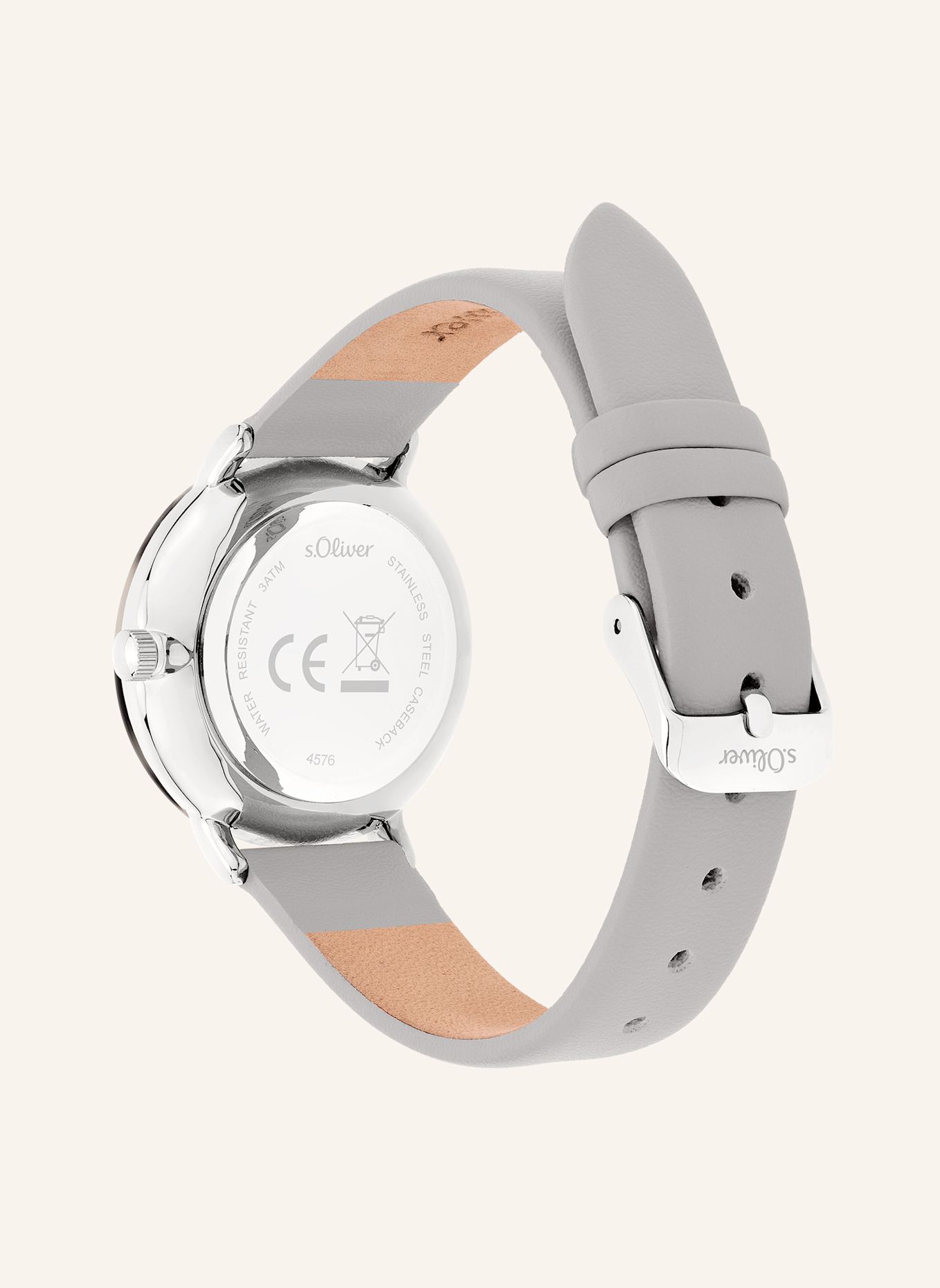 s.Oliver Polshorloge van kunstleer: GRIJS