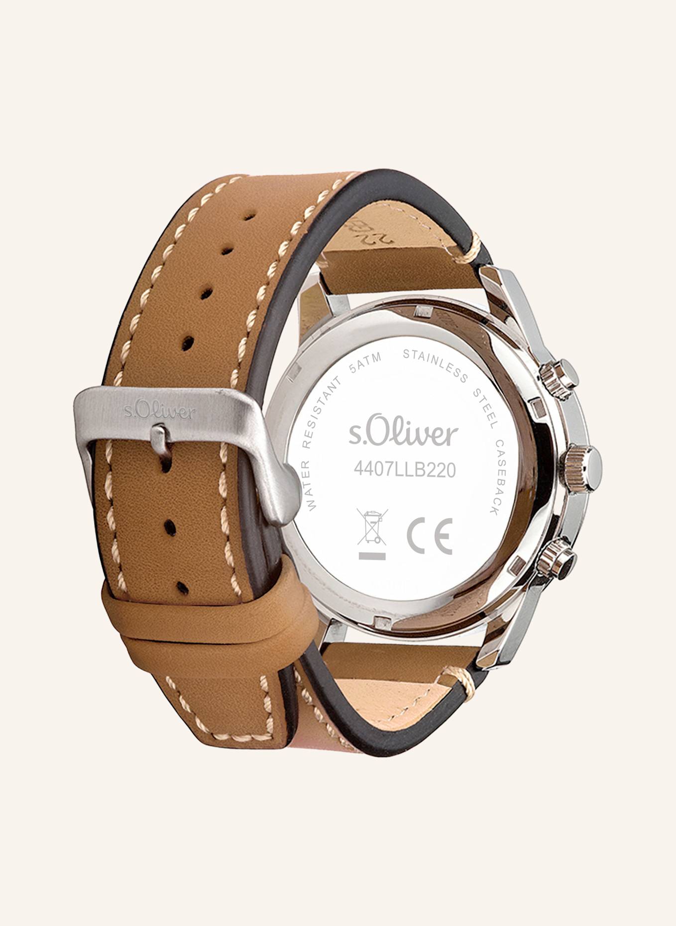s.Oliver Polshorloge van kunstleer: BRUIN