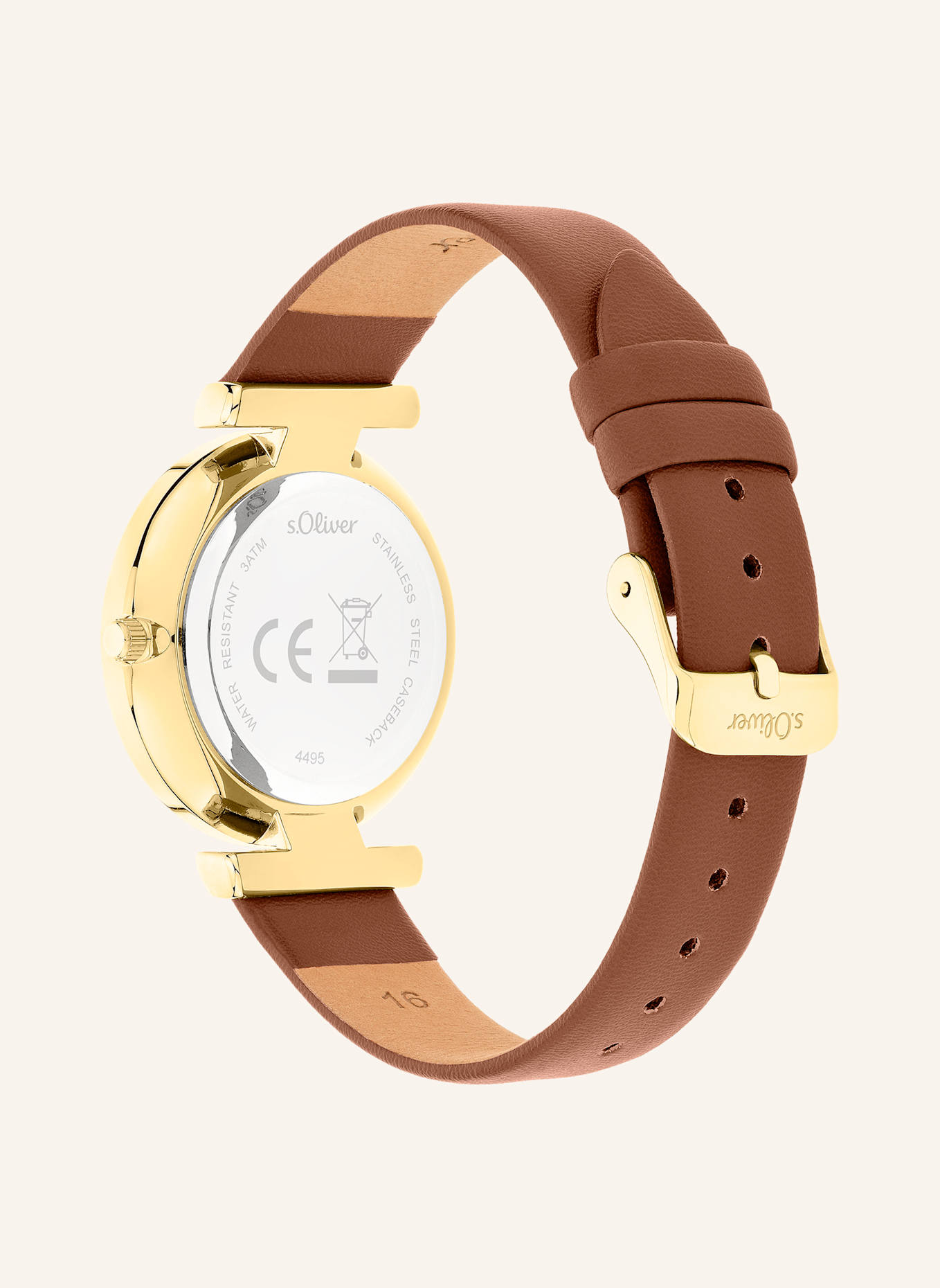 s.Oliver Polshorloge van kunstleer: BRUIN