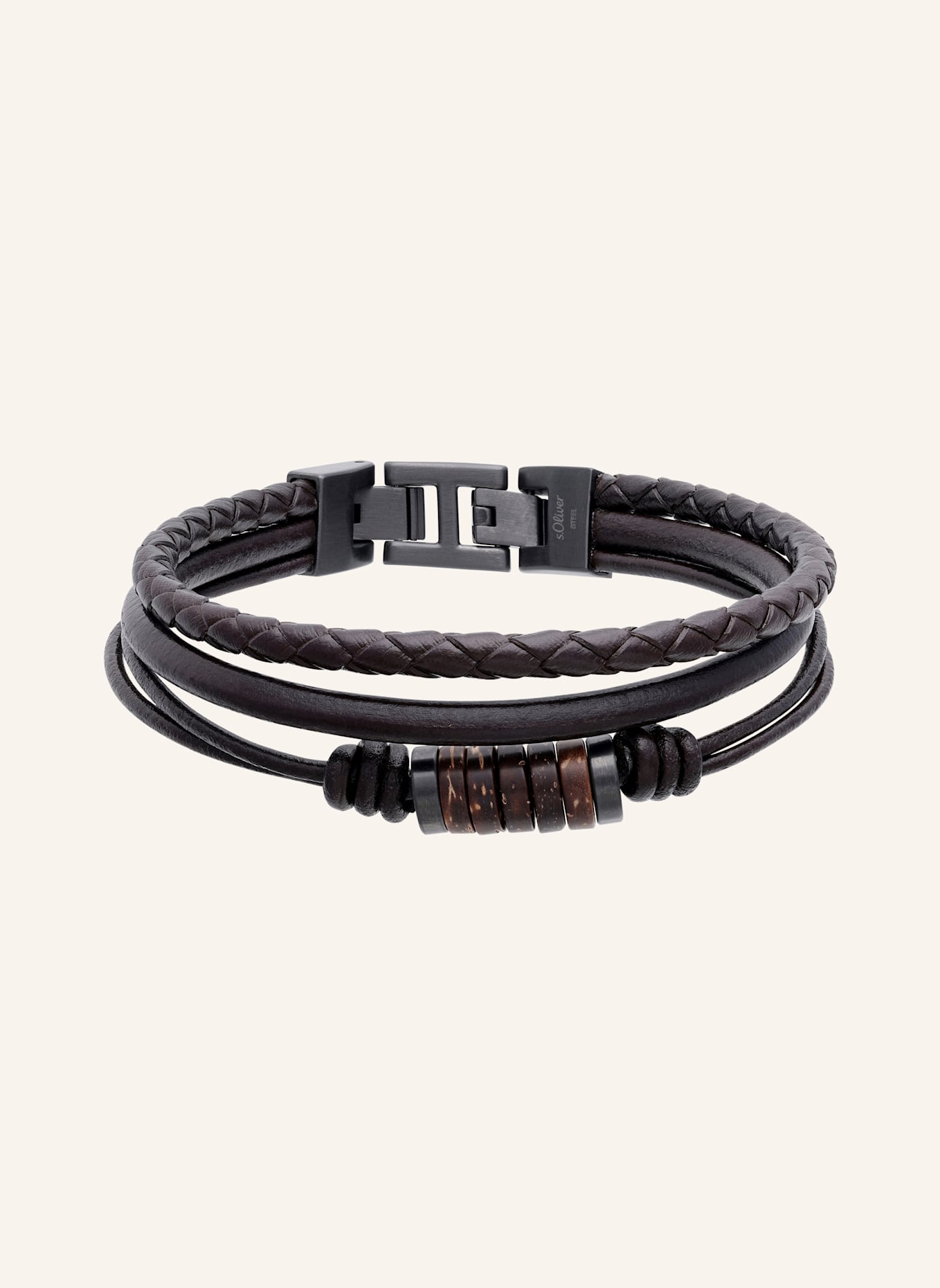 s.Oliver Armband van echt leer: BRUIN