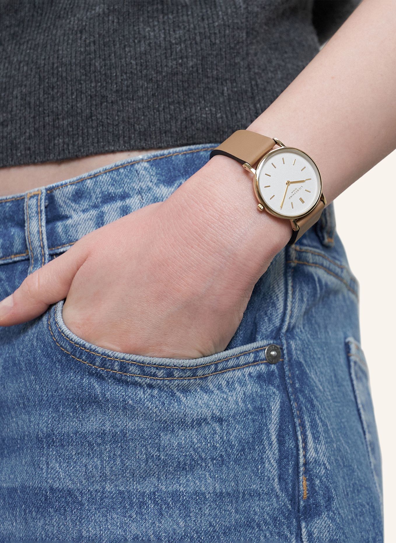 LIEBESKIND Armbanduhr  aus  Echtleder: BEIGE