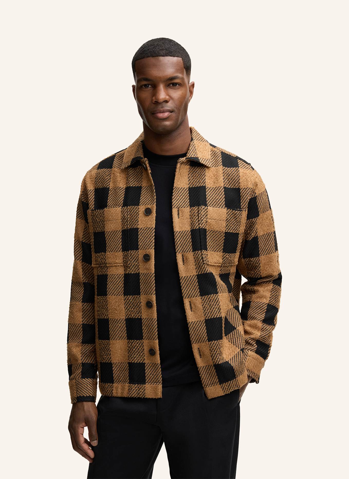 STRELLSON Overjacket NORIN: CAMEL/ SCHWARZ