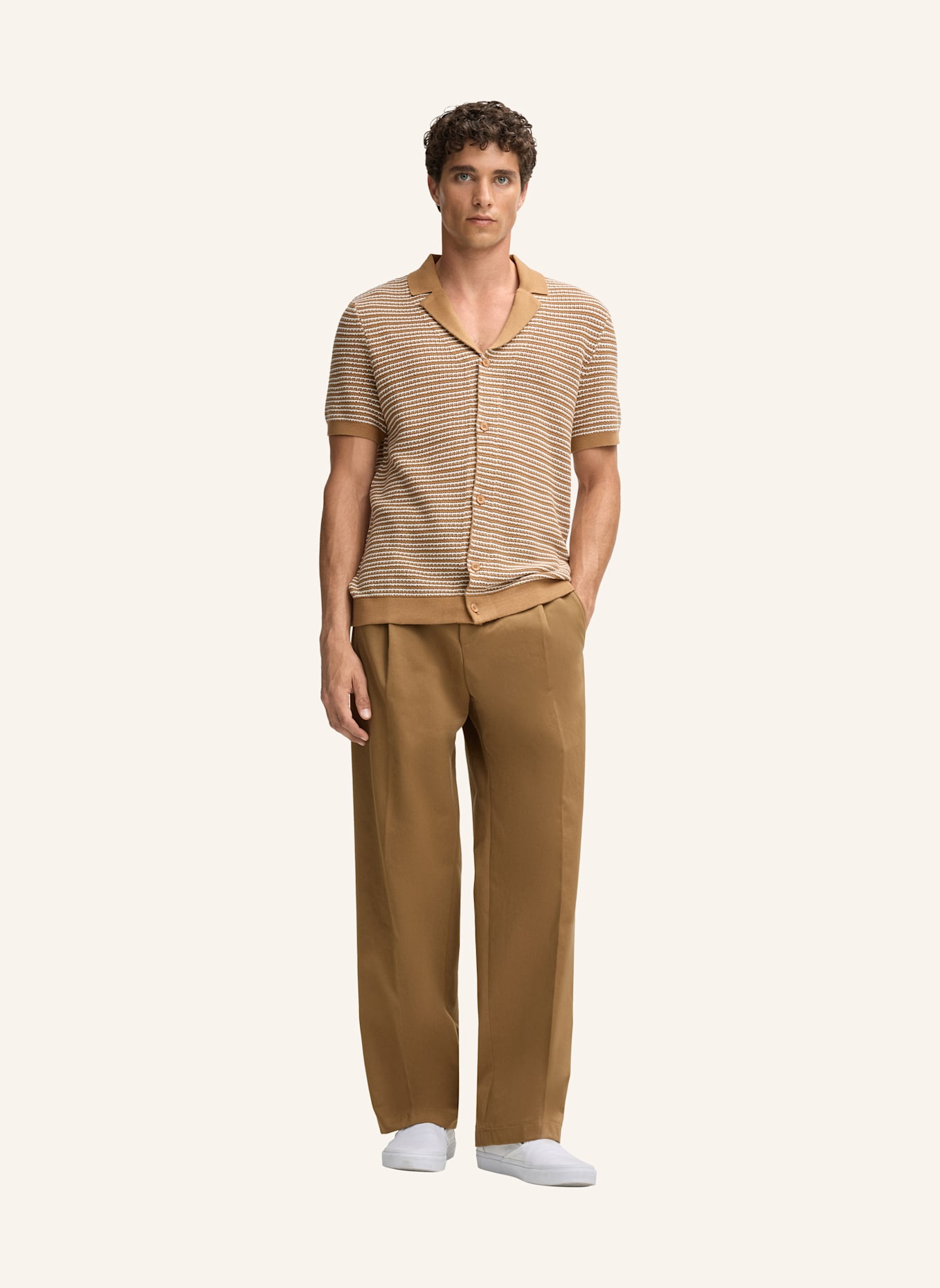 STRELLSON Strickhemd ADRIAN Slim Fit: BRAUN/ WEISS