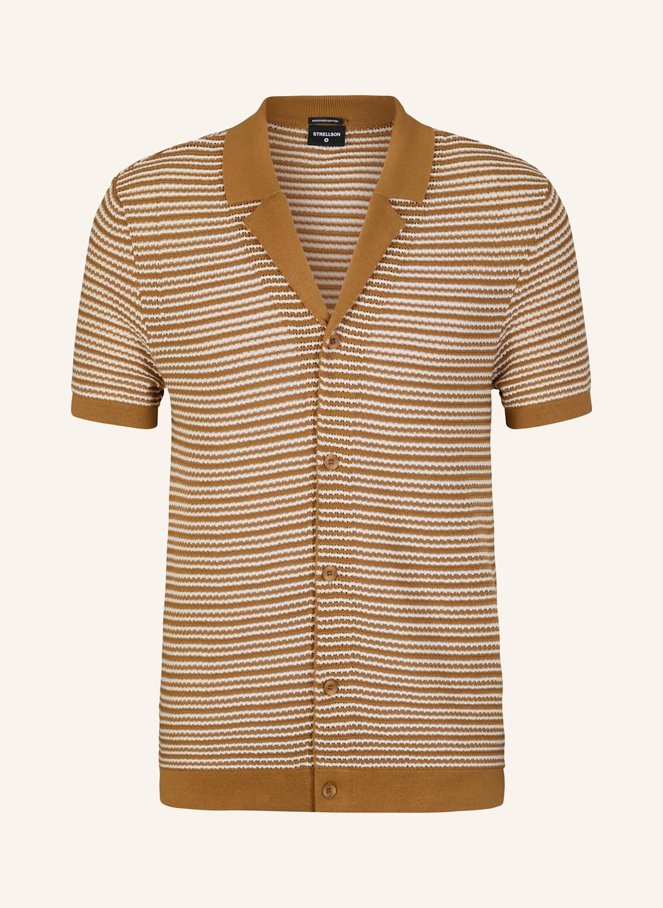 STRELLSON Strickhemd ADRIAN Slim Fit: BRAUN/ WEISS