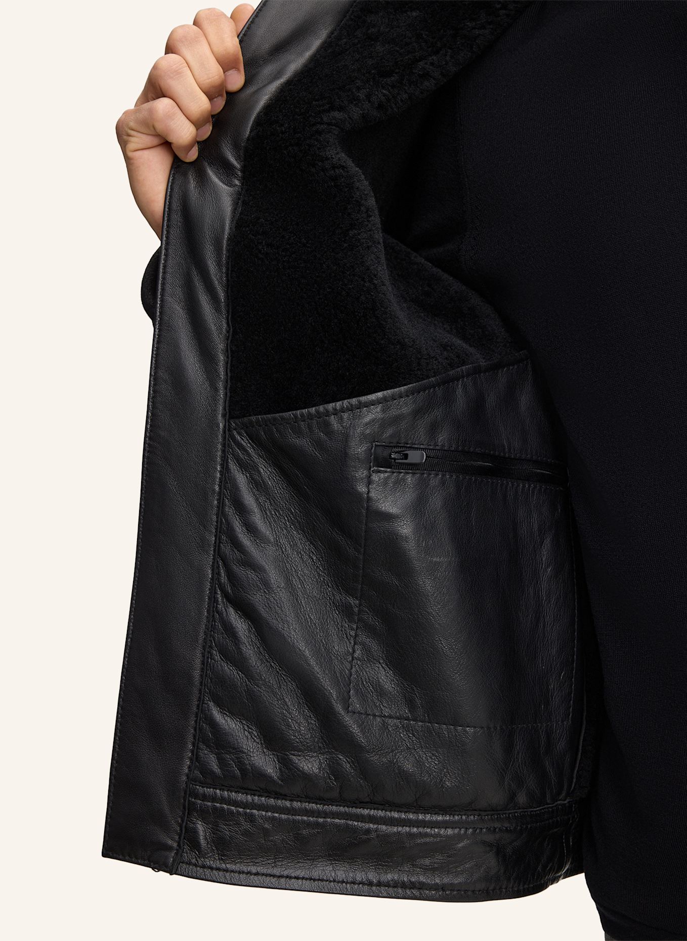 STRELLSON Lederjacke SHELTER: SCHWARZ