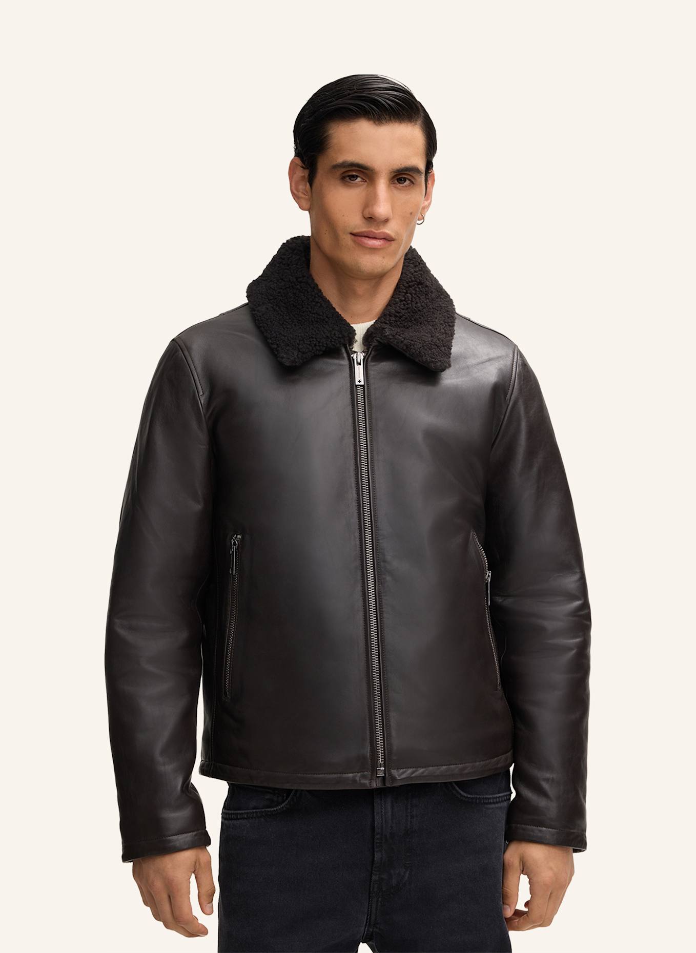 STRELLSON Lederjacke MONTY: DUNKELBRAUN