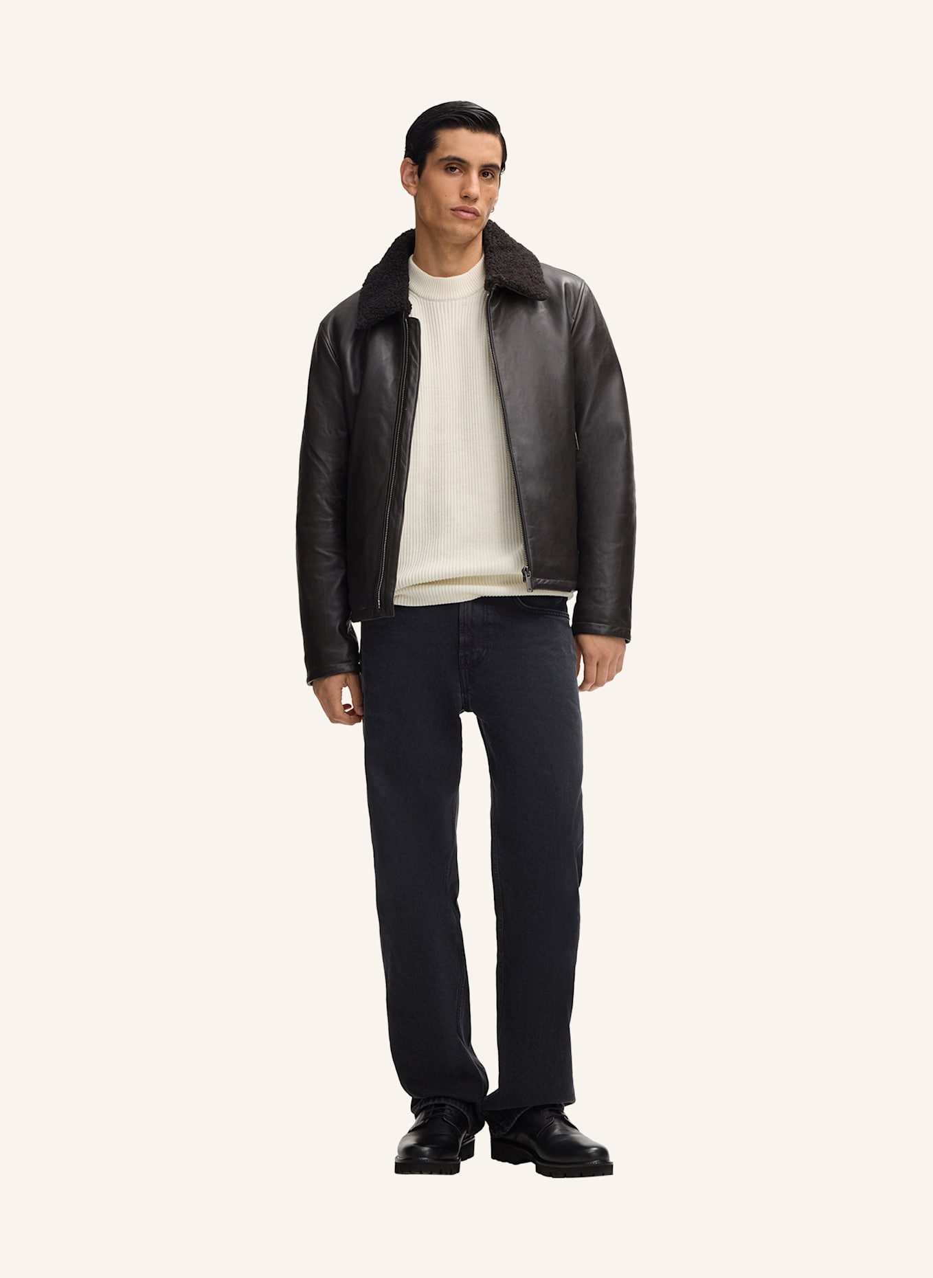 STRELLSON Lederjacke MONTY: DUNKELBRAUN