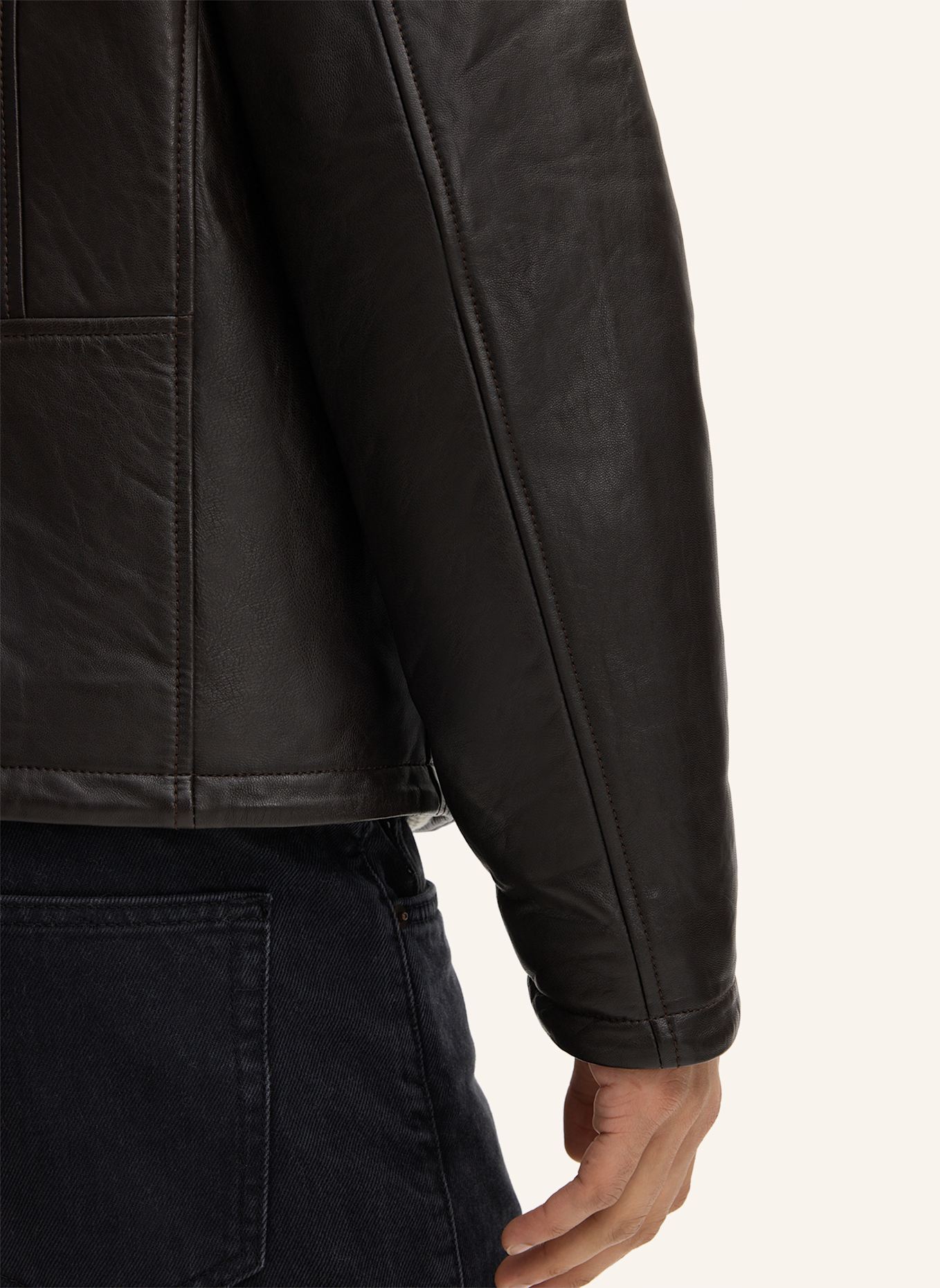 STRELLSON Lederjacke MONTY: DUNKELBRAUN