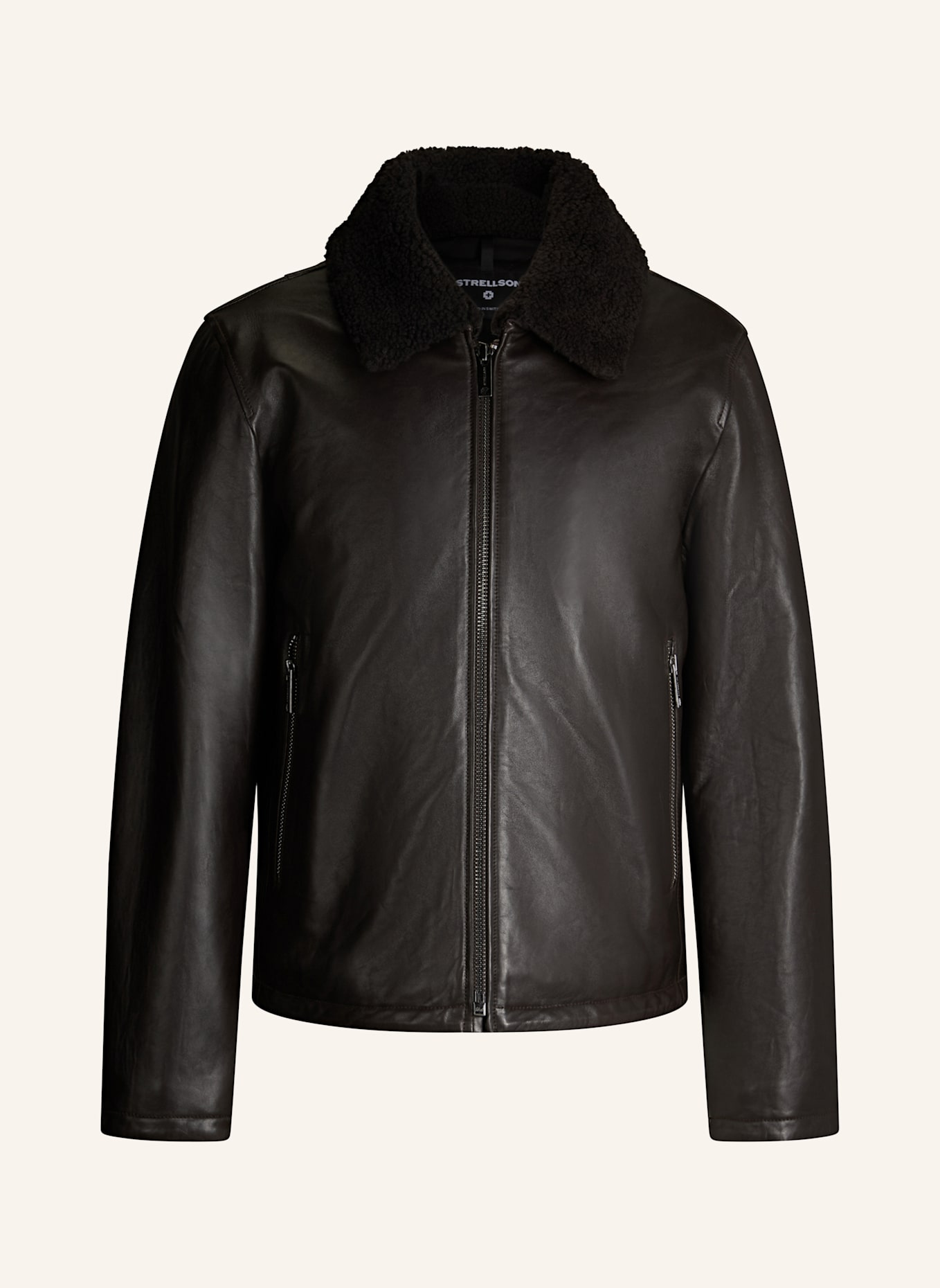 STRELLSON Lederjacke MONTY: DUNKELBRAUN