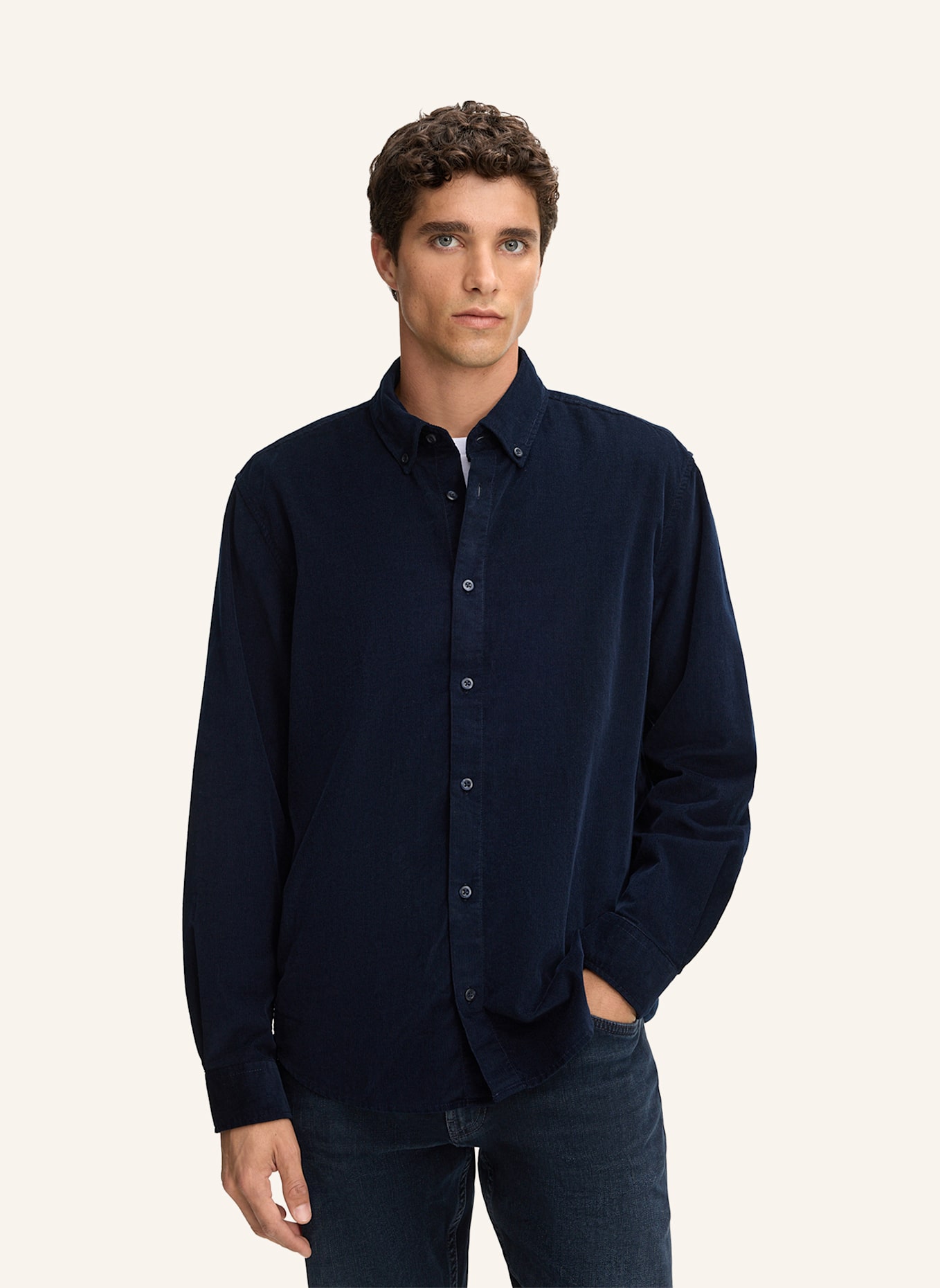 STRELLSON Cordhemd COREY Regular Fit: DUNKELBLAU