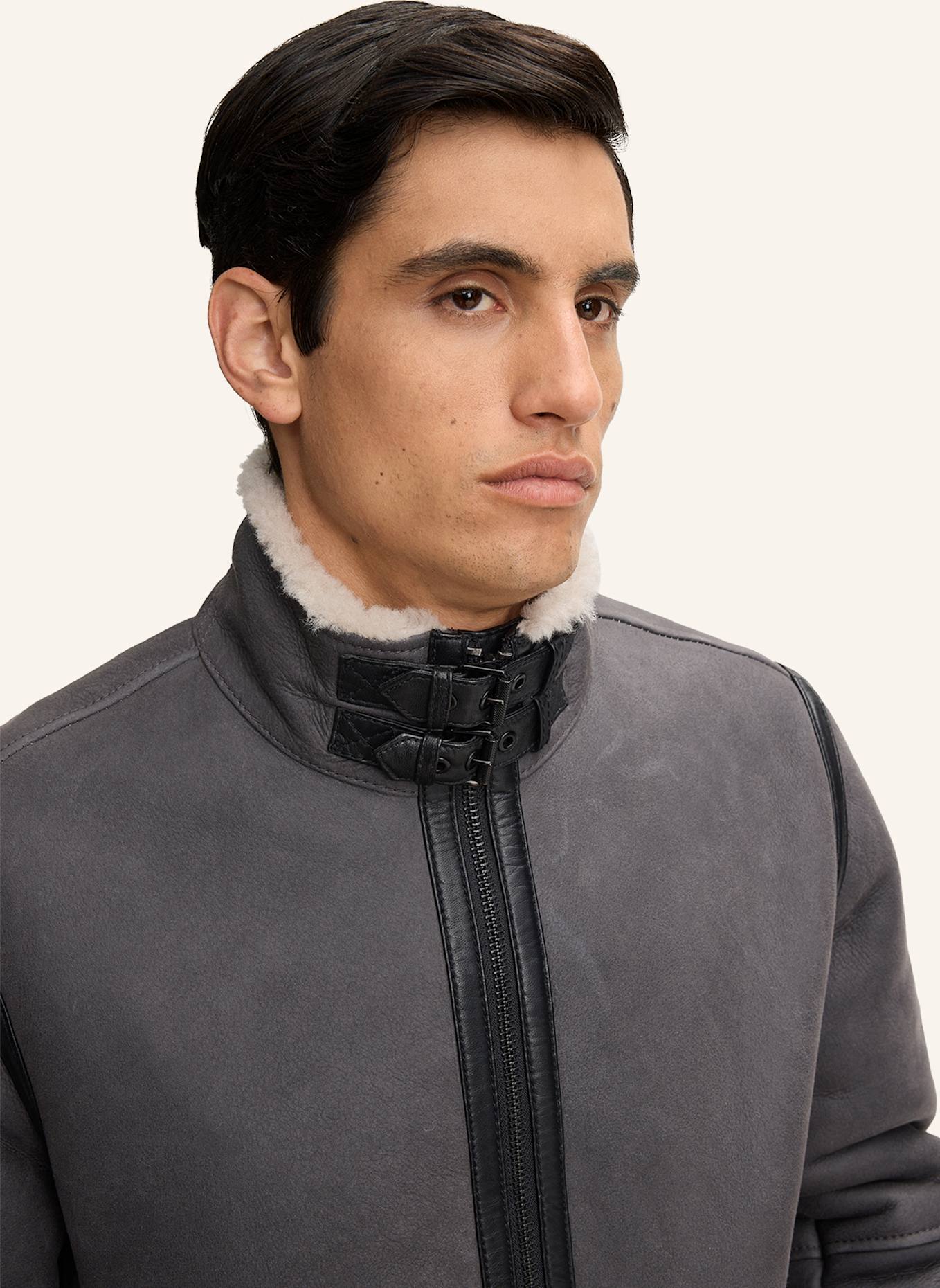 STRELLSON Lederjacke SHELTER: DUNKELGRAU