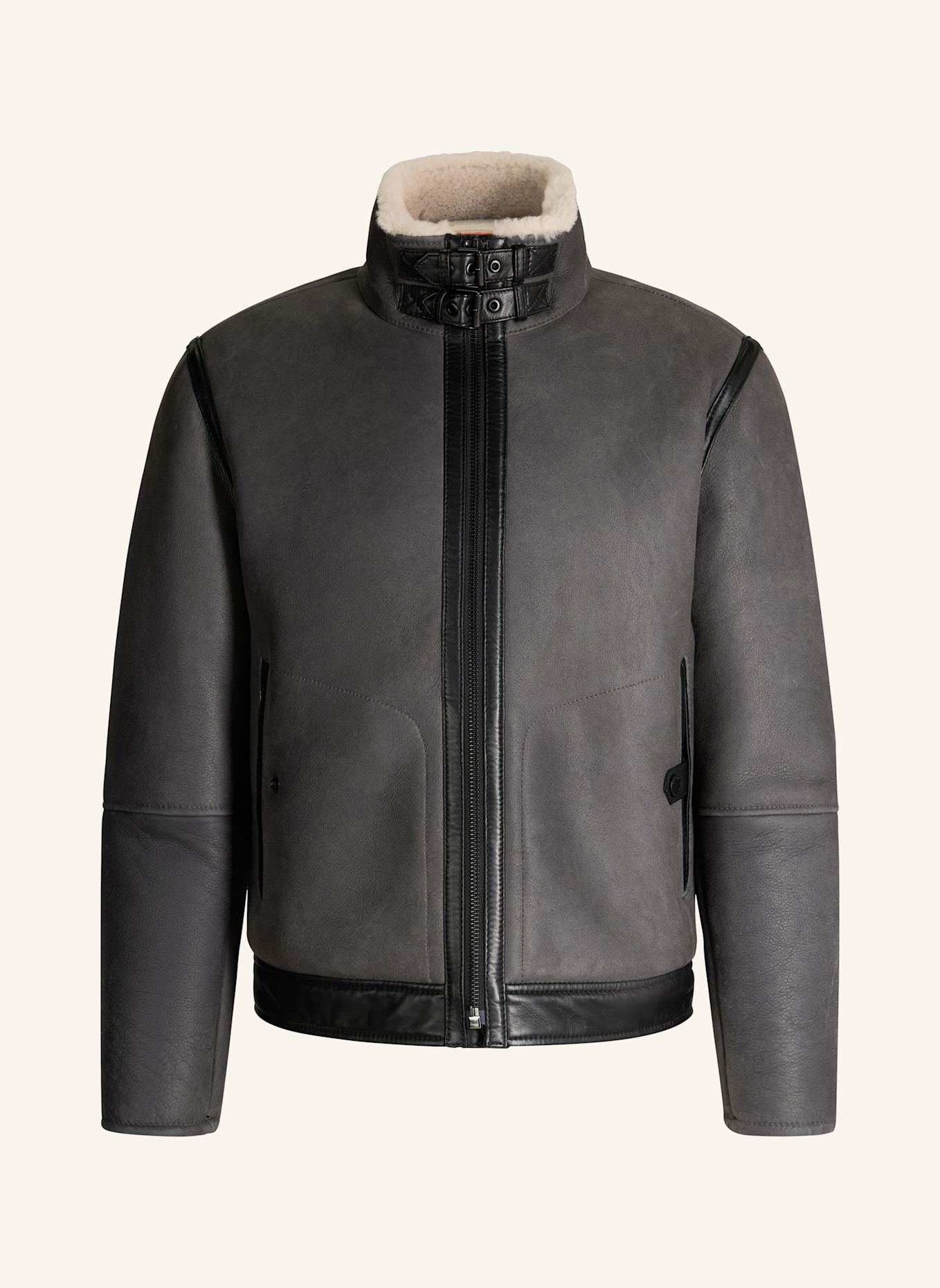 STRELLSON Lederjacke SHELTER: DUNKELGRAU