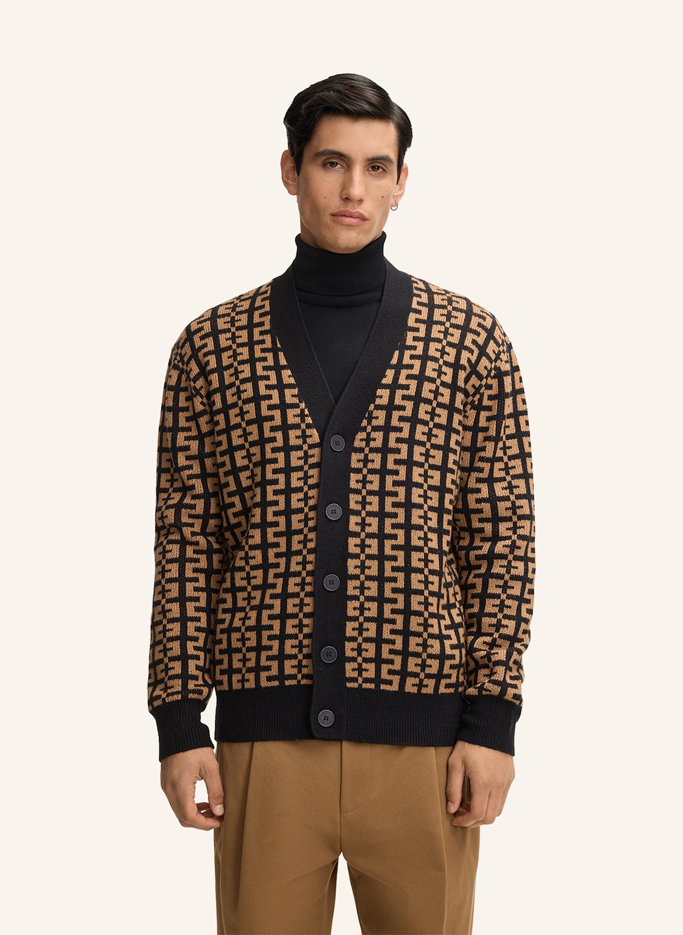 STRELLSON Strickjacke TITO: BRAUN/ SCHWARZ