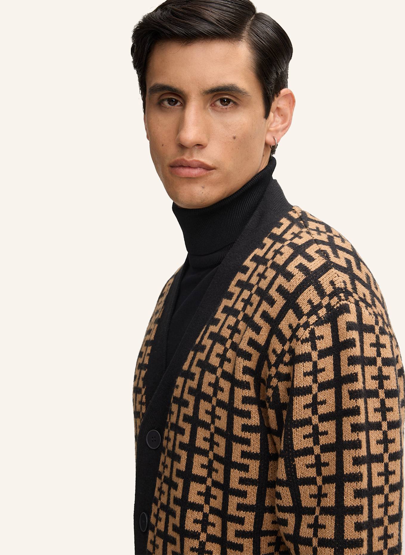 STRELLSON Strickjacke TITO: BRAUN/ SCHWARZ