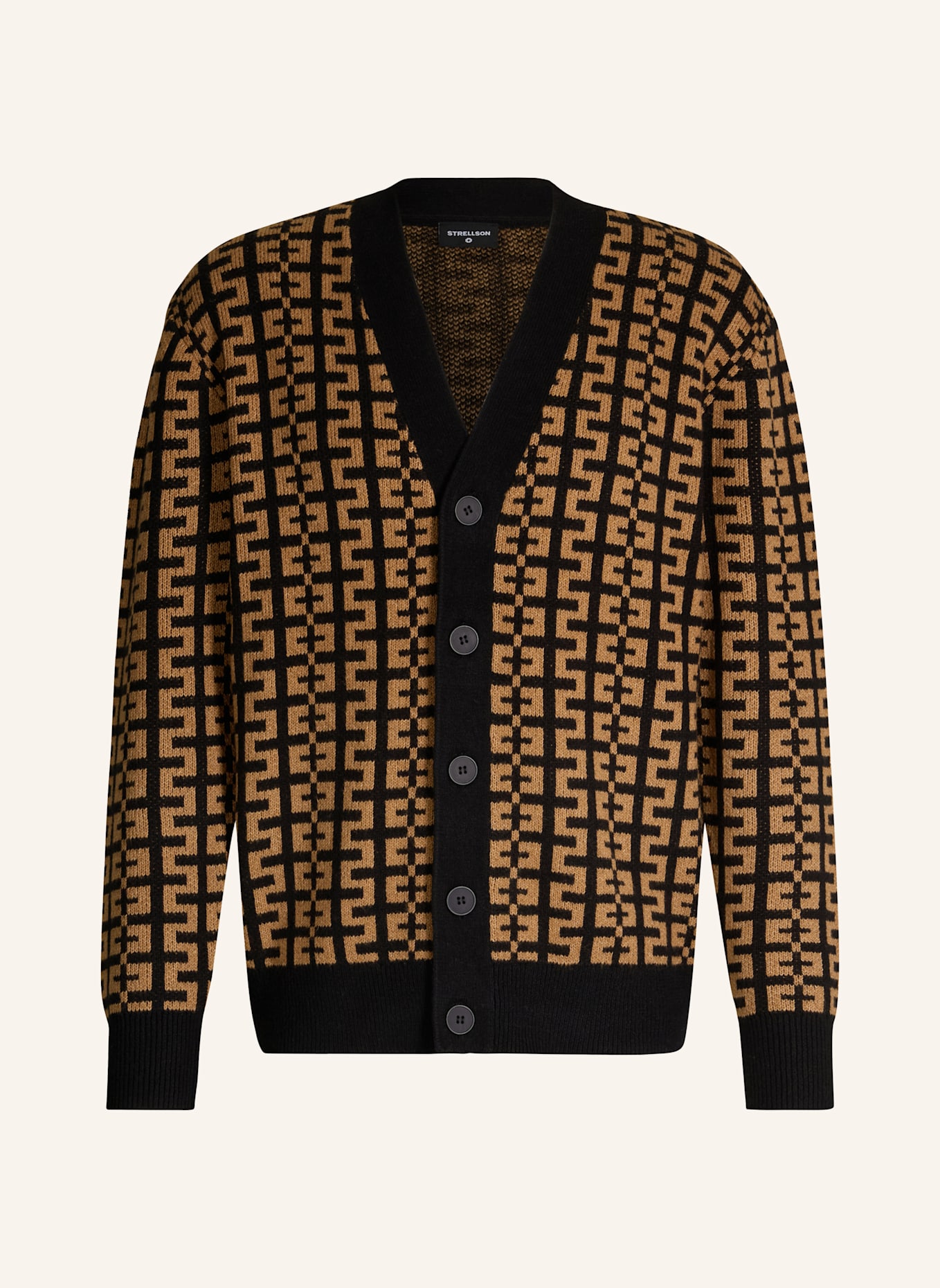 STRELLSON Strickjacke TITO: BRAUN/ SCHWARZ