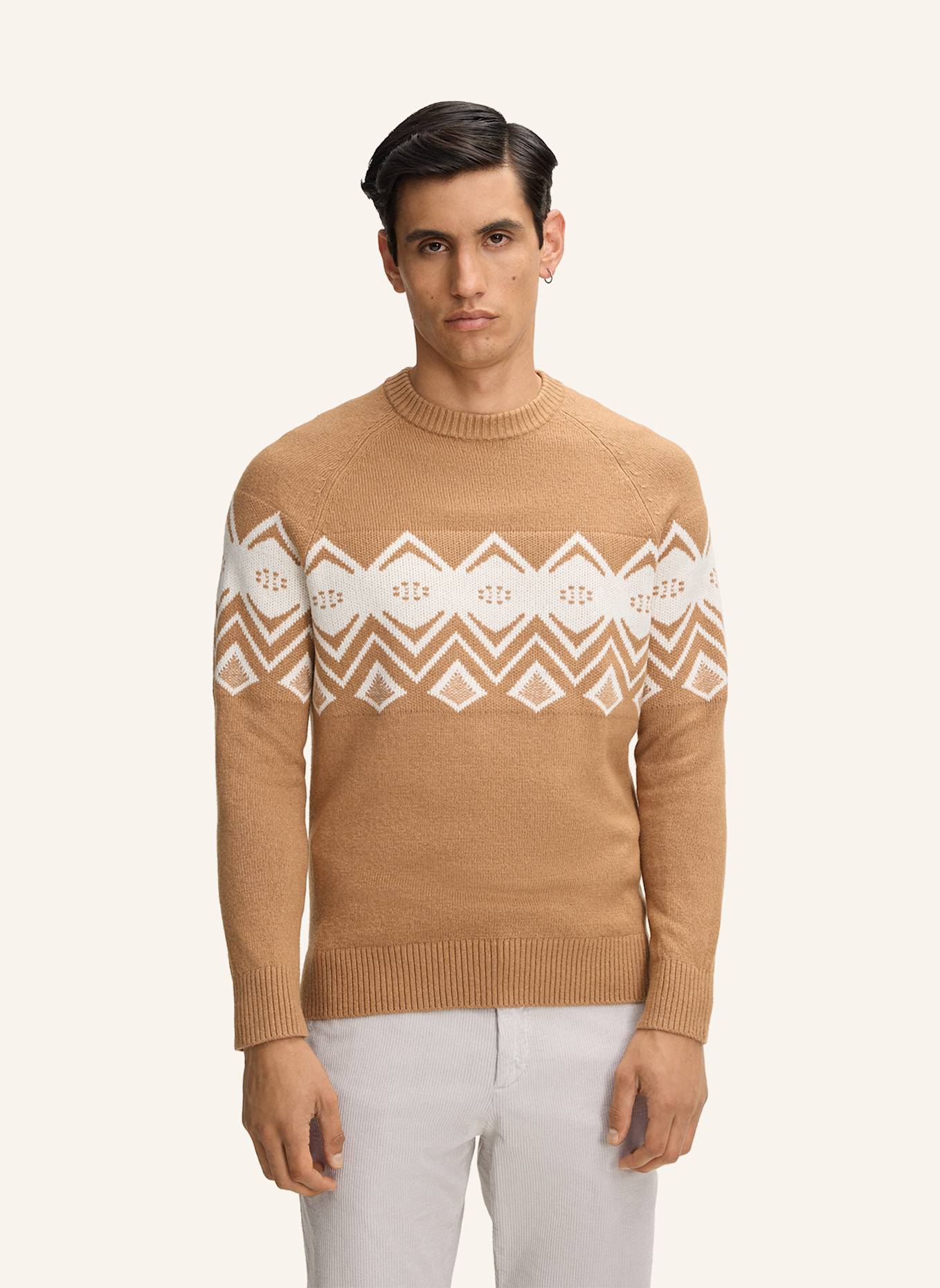 STRELLSON Pullover TITO: BEIGE/ WEISS