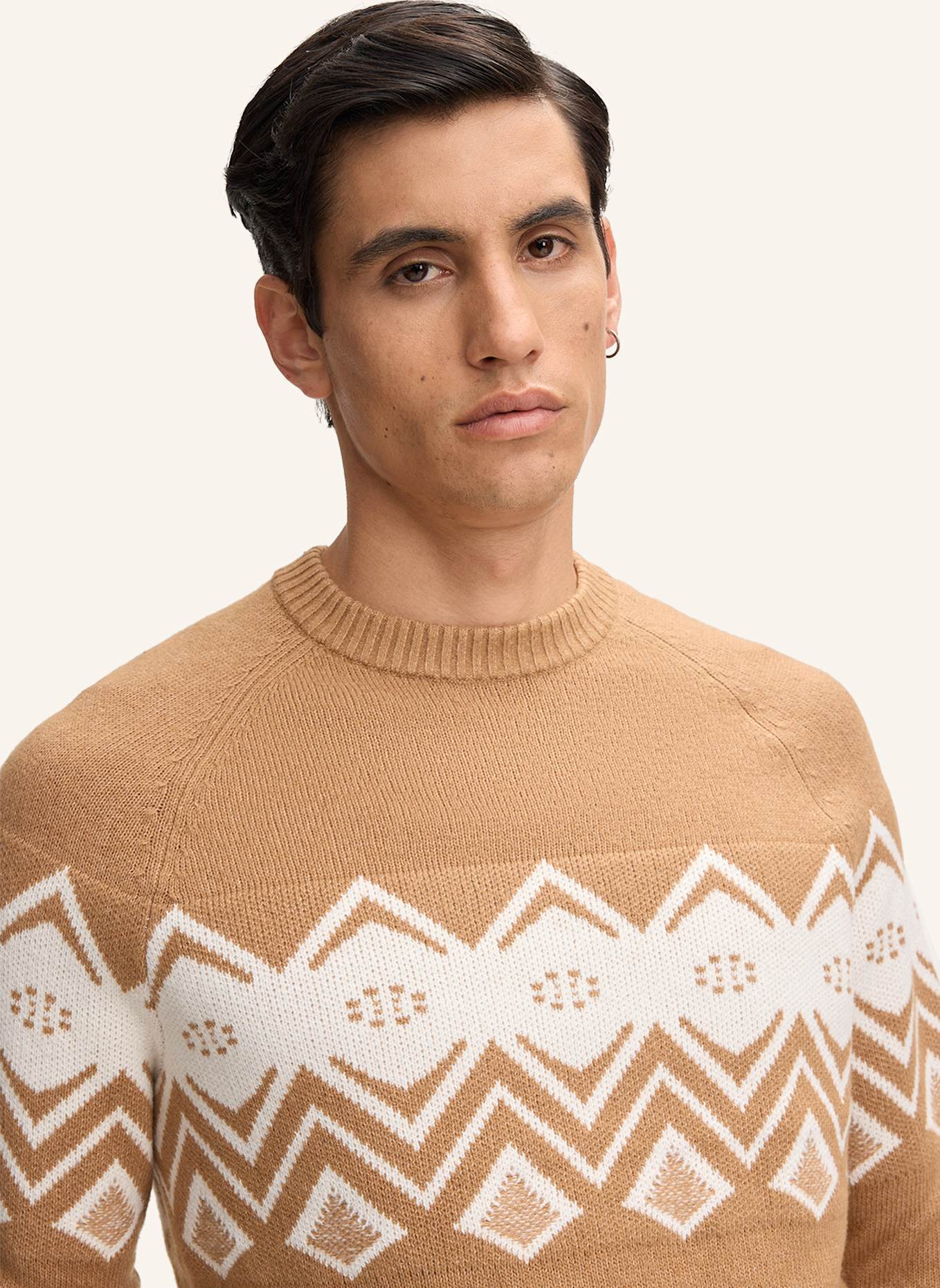 STRELLSON Pullover TITO: BEIGE/ WEISS