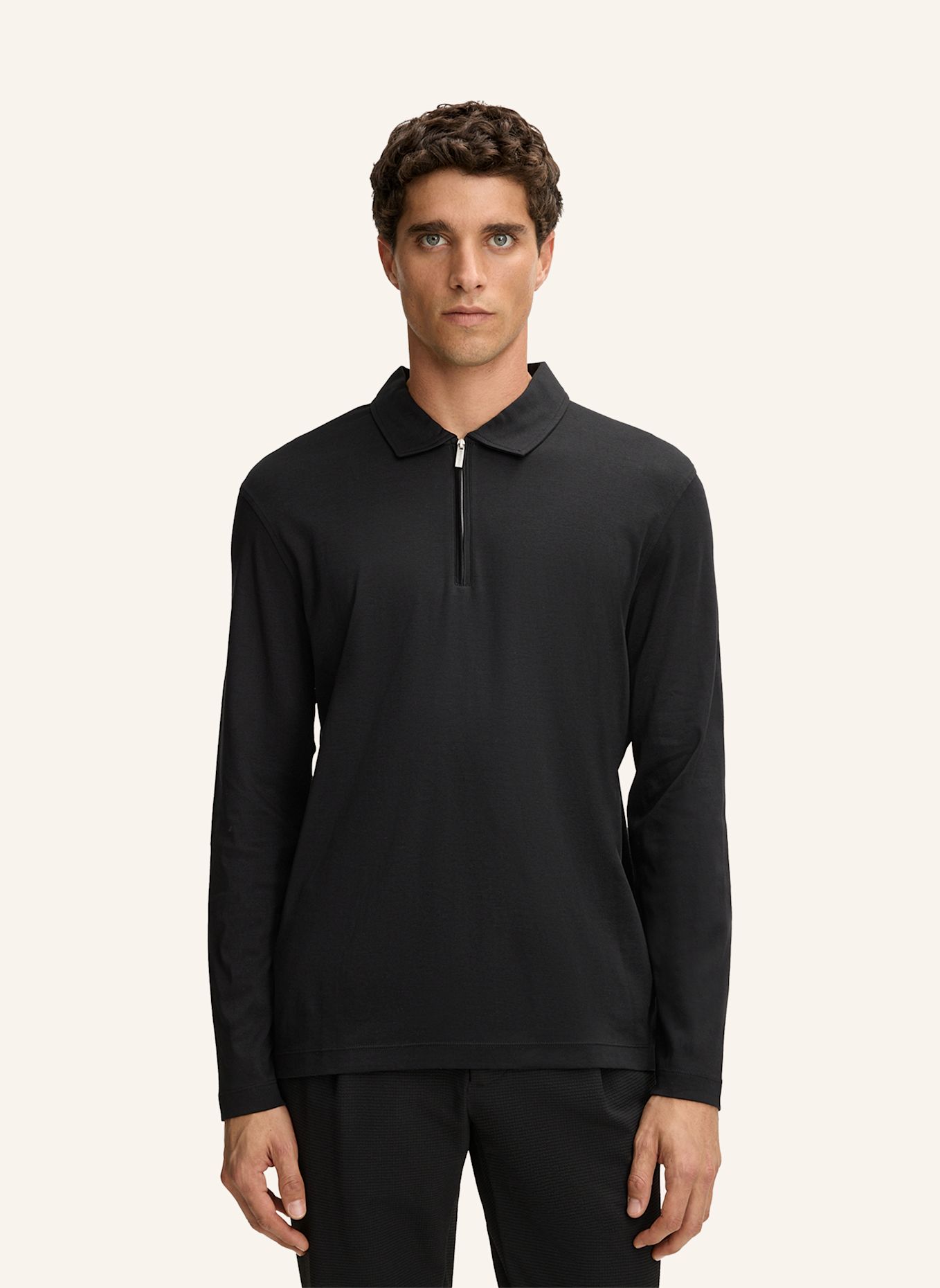 STRELLSON Polo-Longsleeve PEPE: SCHWARZ