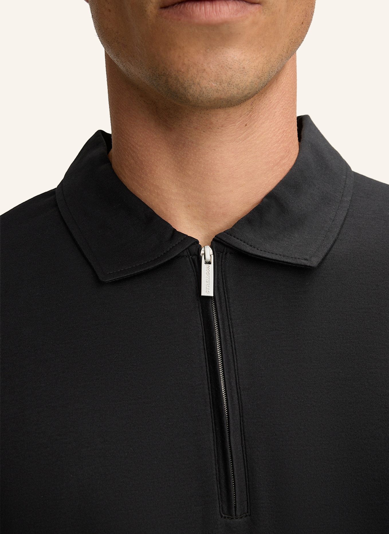 STRELLSON Polo-Longsleeve PEPE: SCHWARZ