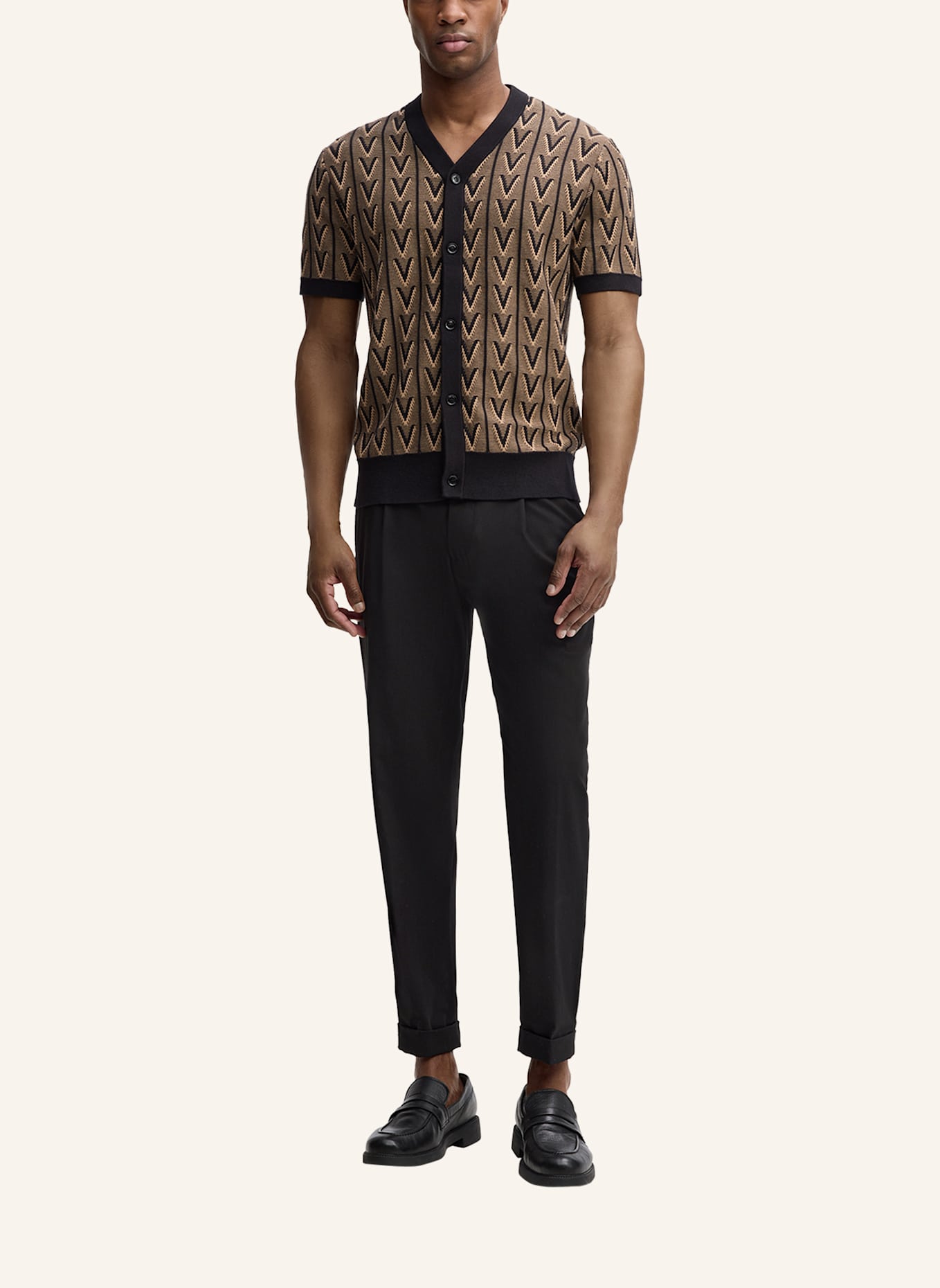 STRELLSON Strickshirt ROBAS: BRAUN/ SCHWARZ