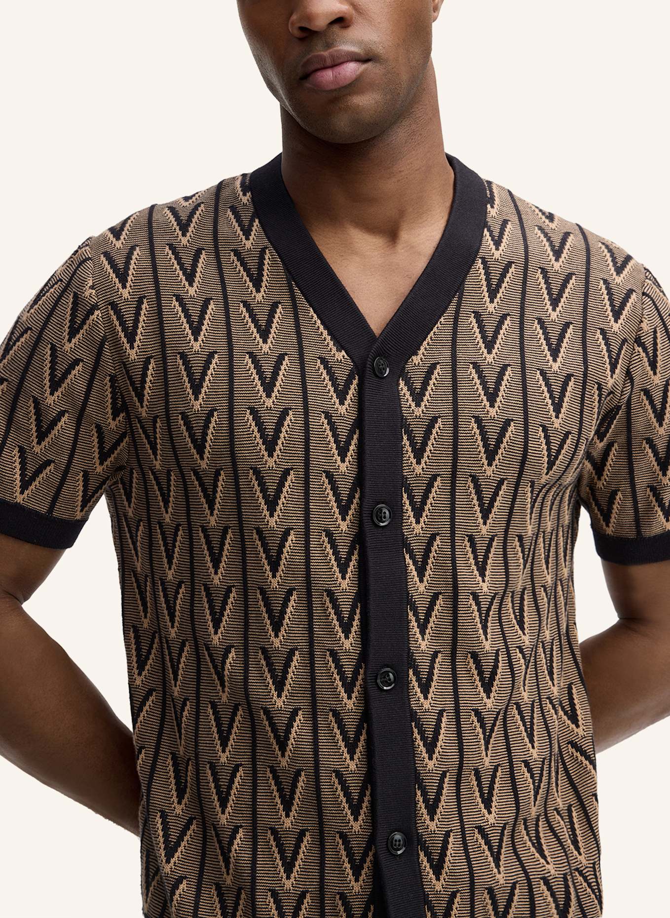 STRELLSON Strickshirt ROBAS: BRAUN/ SCHWARZ