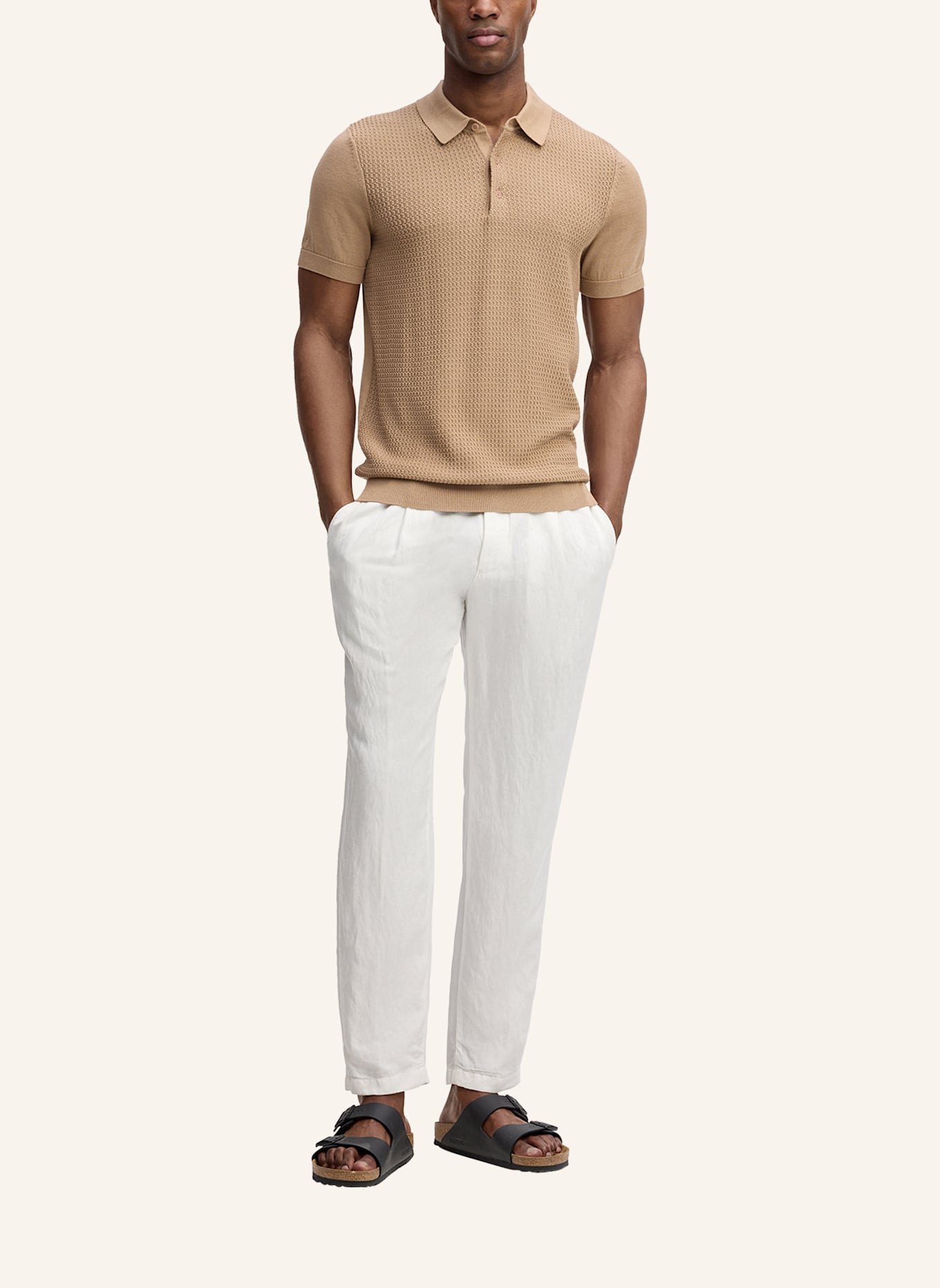 STRELLSON Strick-Poloshirt ADRIAN: BEIGE