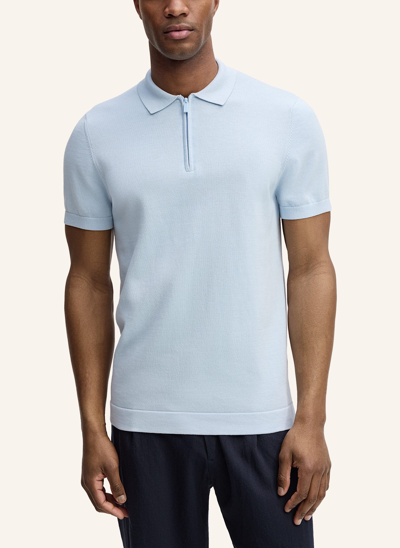 STRELLSON Zip-Poloshirt VINCENT: HELLBLAU