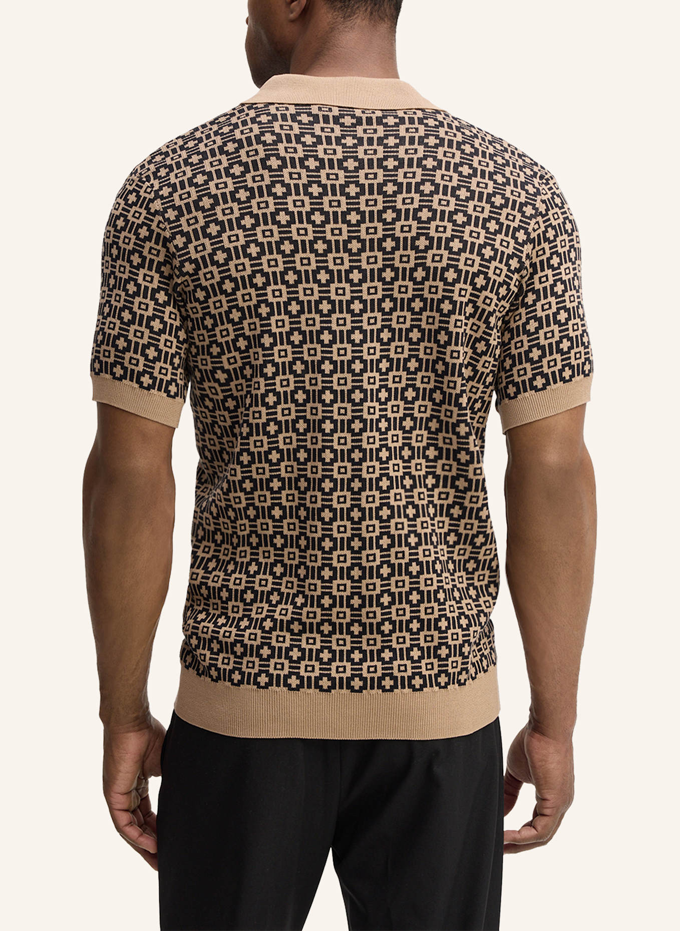 STRELLSON Strick-Poloshirt ADRIAN: BRAUN/ BEIGE