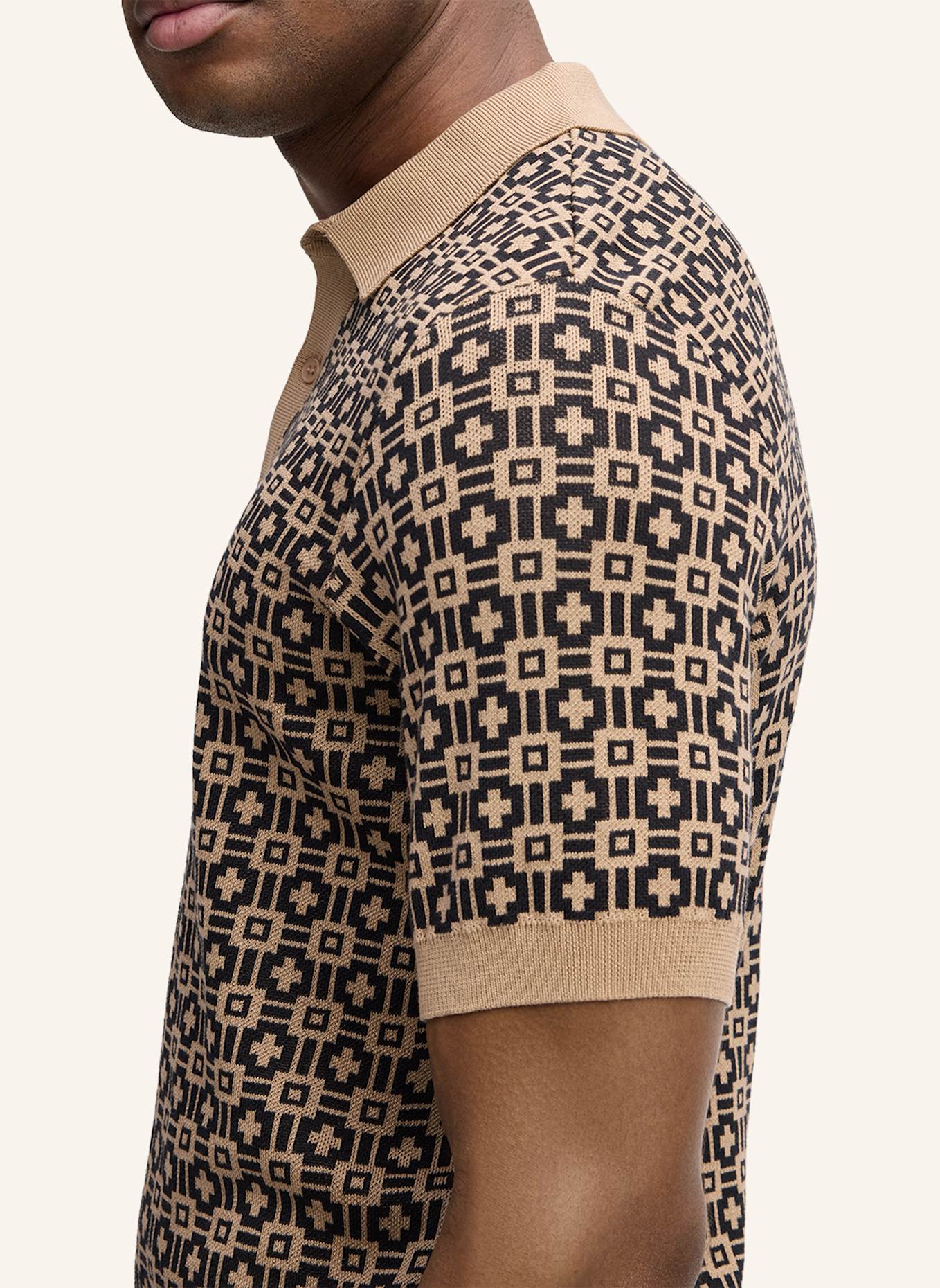 STRELLSON Strick-Poloshirt ADRIAN: BRAUN/ BEIGE