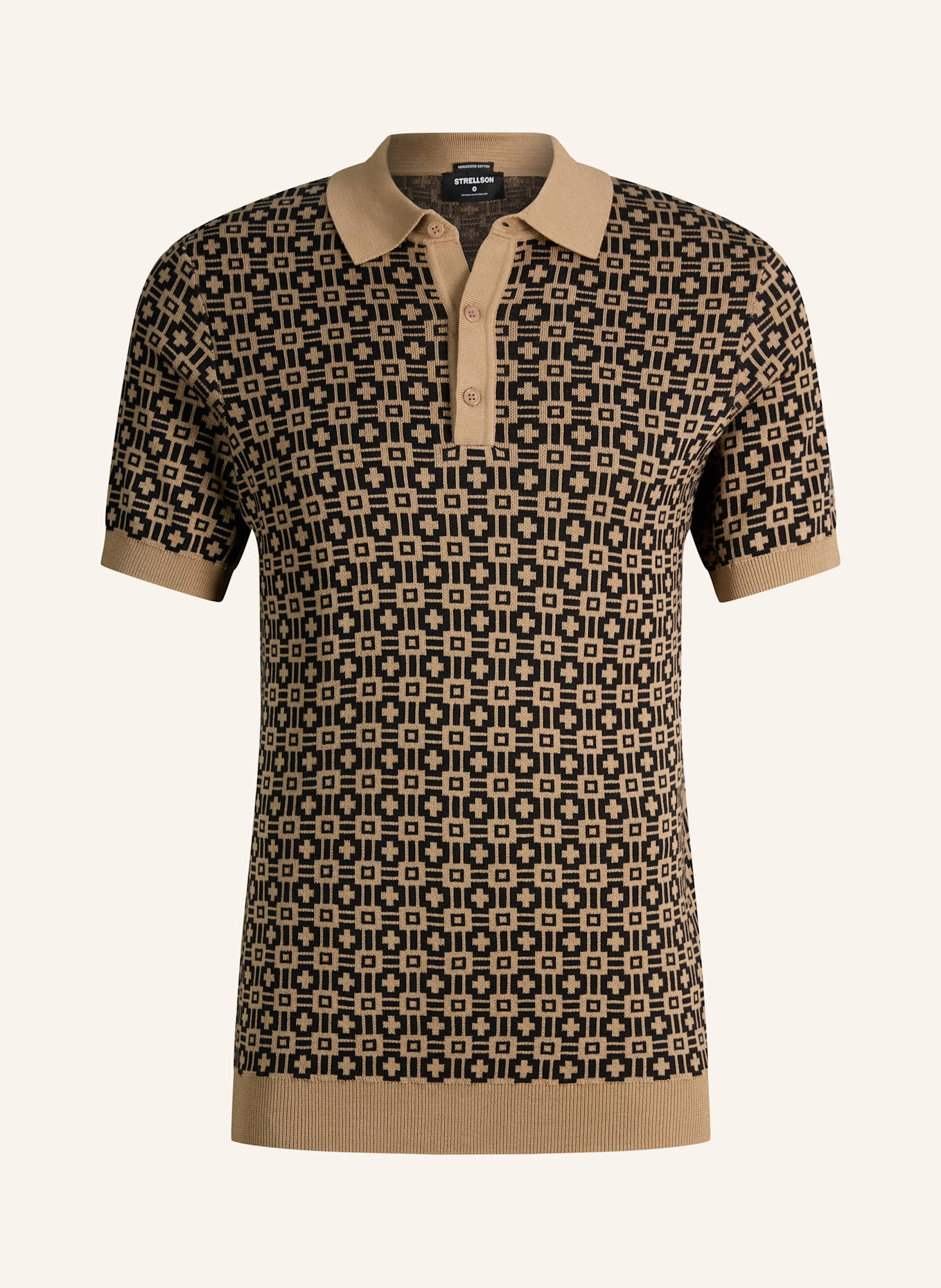 STRELLSON Strick-Poloshirt ADRIAN: BRAUN/ BEIGE